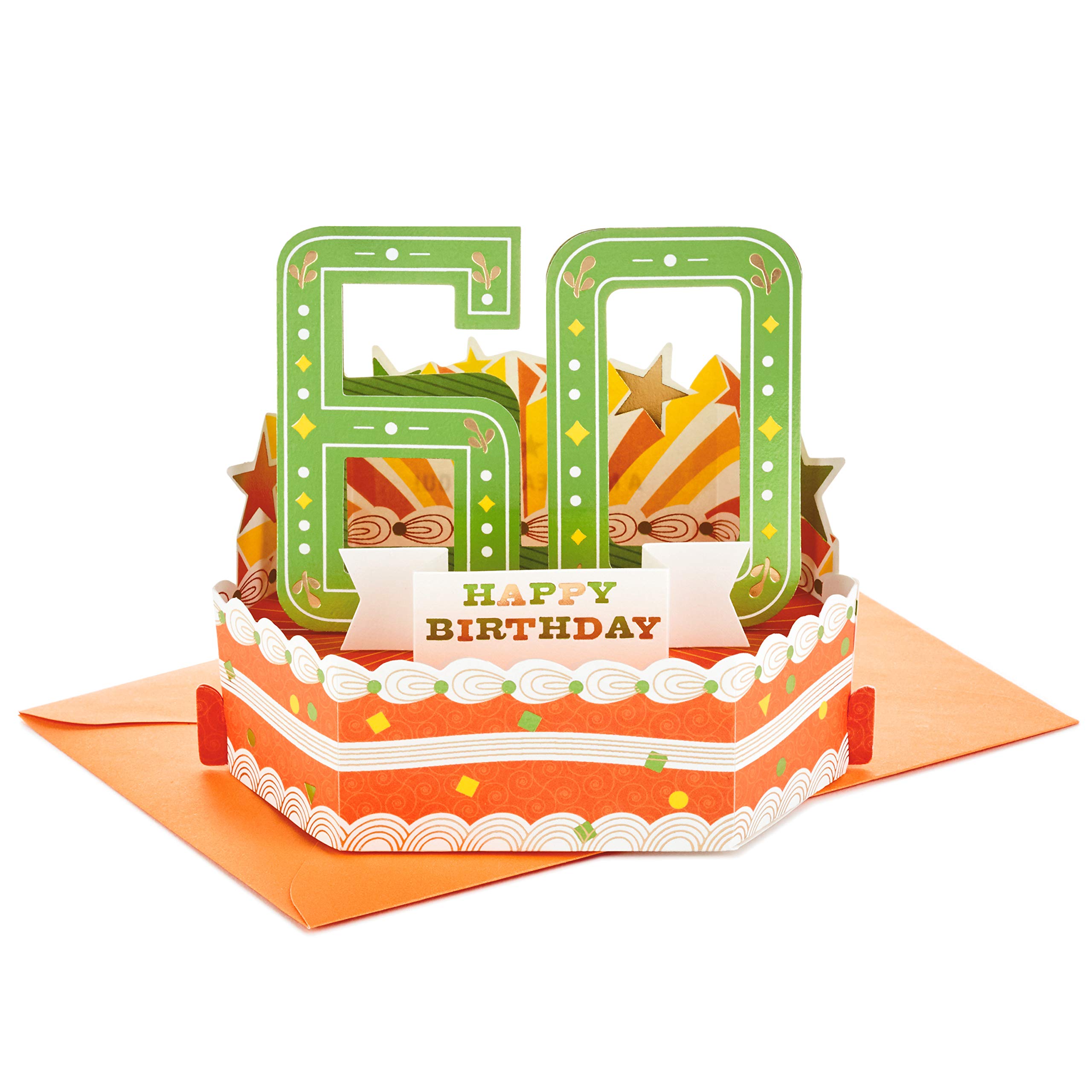 Hallmark Paper Wonder 60th Birthday Pop Up Greeting Card - Elegant 3D Design for Milestone Celebrations | Perfect for Retirement Parties, Golden Anniversaries & Special Birthday Wishes