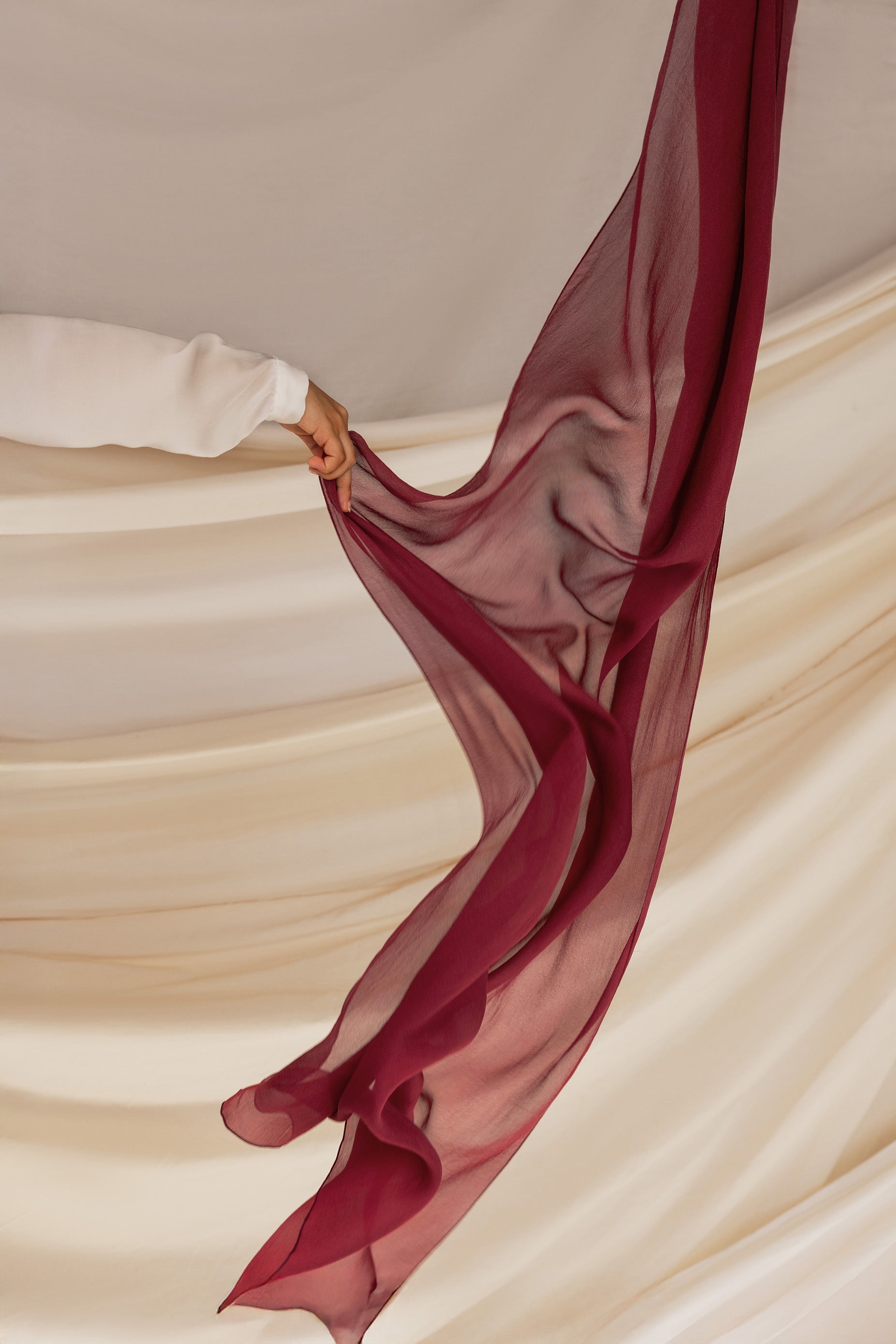 Tibetan Red Silk Chiffon Scarf - Lightweight & Elegant Shawl for Women - Perfect for Yoga, Meditation, and Boho Fashion Accessories