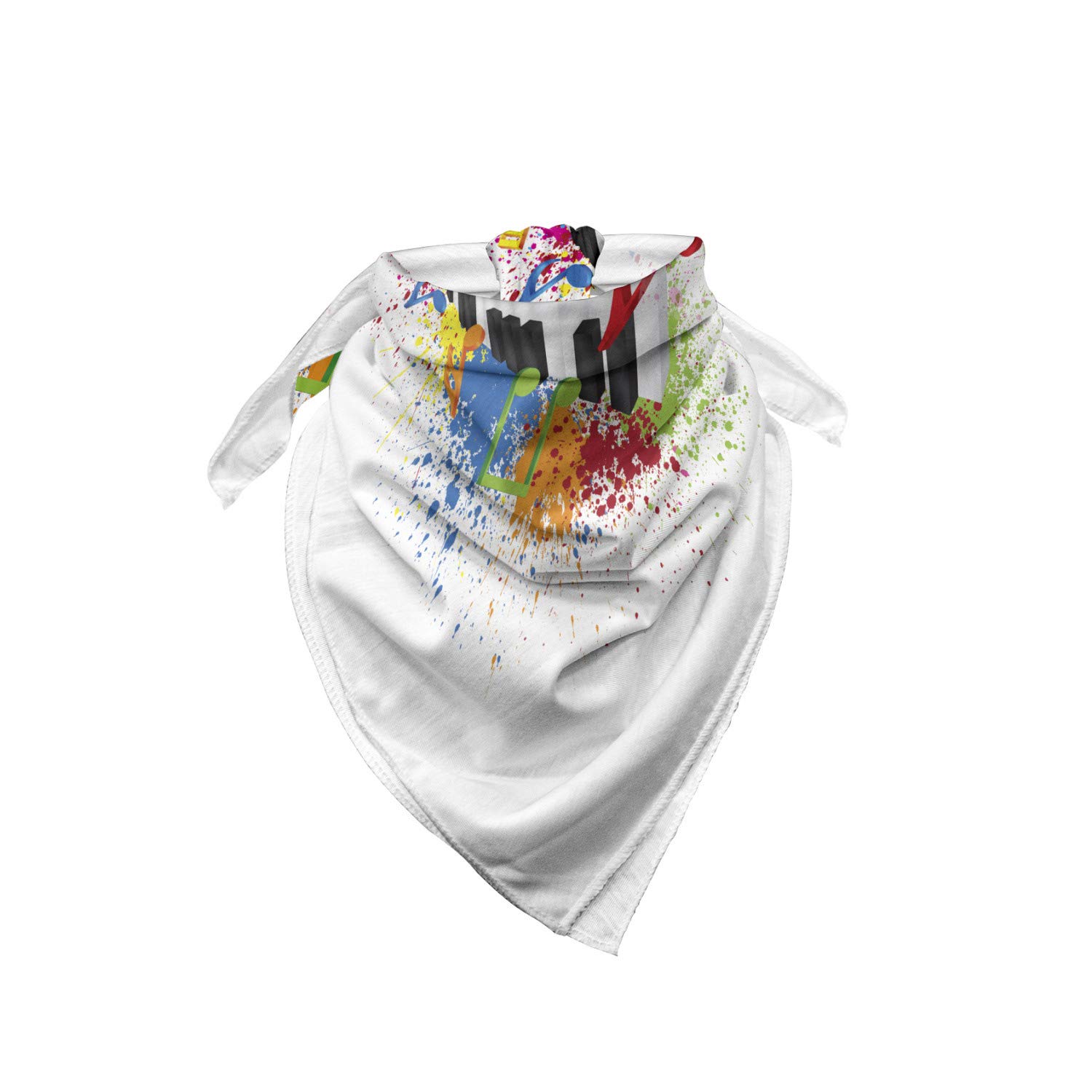 Ambesonne Music Bandana - Paint Splatter Keyboard Design Unisex Head & Neck Scarf for Men & Women | Perfect for Concerts, Music Festivals & Rock Style Accessories