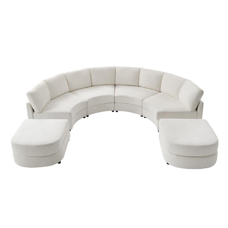 Aeris Modern Curved Sectional Sofa Set - L-Shaped Couch with Ottoman for Living Room, Lounge & Entertainment Spaces | Contemporary Fabric Upholstery, Comfortable Seating for Family & Guests