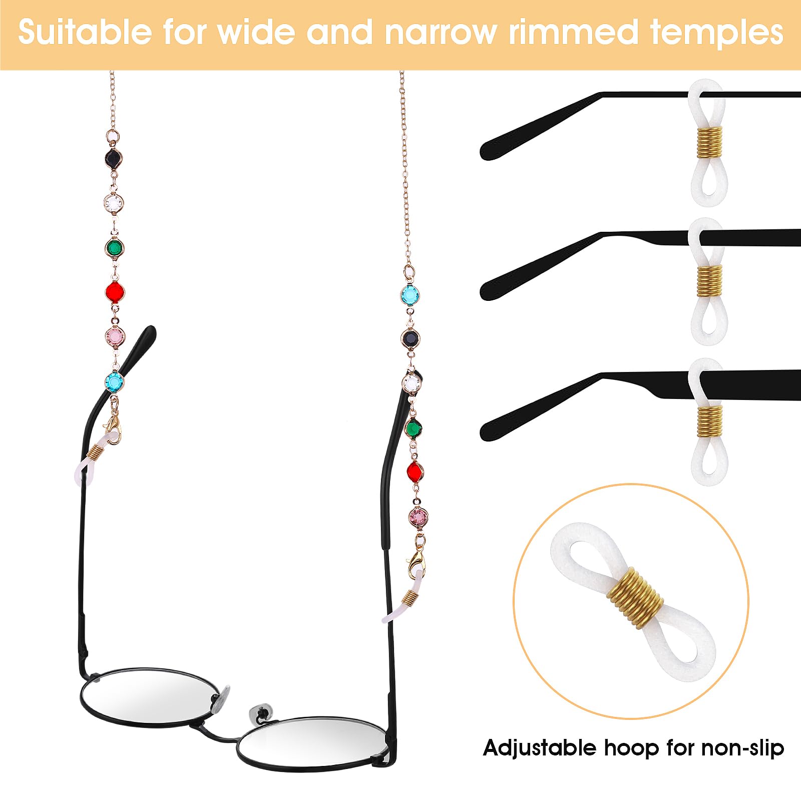 Stylish Metal Eyeglass Chains for Women & Girls - Adjustable Glasses Holder Strap, Necklace for Reading & Sunglasses - Perfect for Work, Reading, Driving & Outdoor Activities