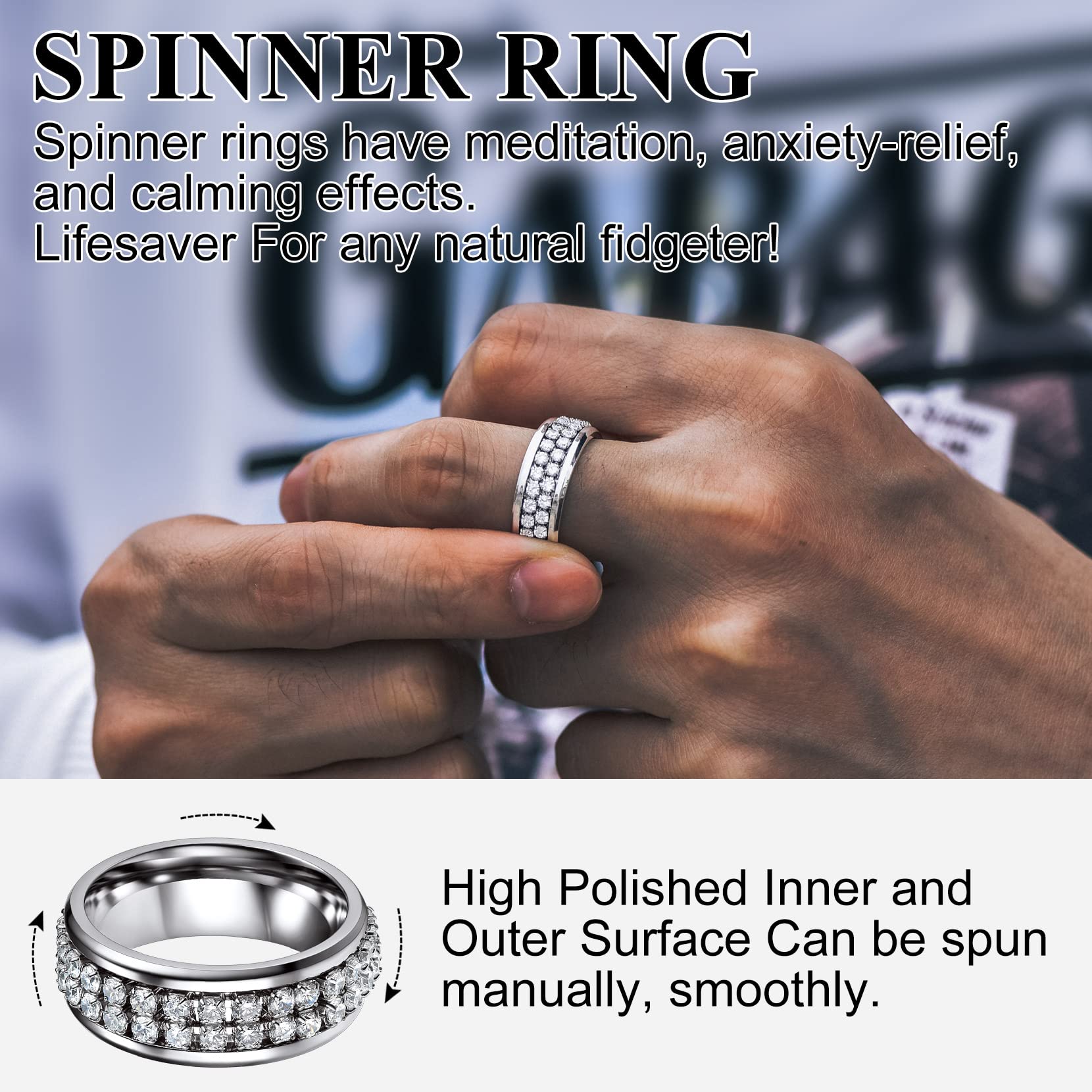 Rainbow Spinning LGBTQ Pride Ring - Love Is Love Rotating Anxiety Relief Ring for Gay, Lesbian, Bisexual, Transgender - Size 7-12 with Engraving & Gift Box - Perfect for Pride Events, Everyday Wear & Stress Relief