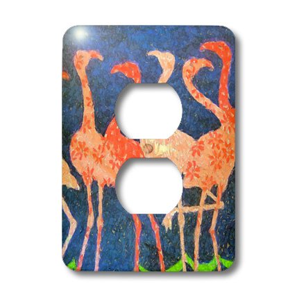 3dRose Flamingos with Attitude 2 Outlet Cover - Funny & Unique Wall Plate for Home Decor, Kitchen, Bedroom, or Bathroom