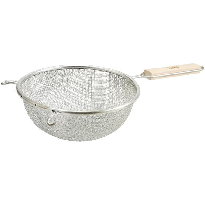 Winco 8 Double Medium Mesh Strainer - Professional Grade Kitchen Colander for Pasta, Vegetables & Fruits - Durable Stainless Steel Food Strainer for Cooking, Baking & Meal Prep (MST 8D)