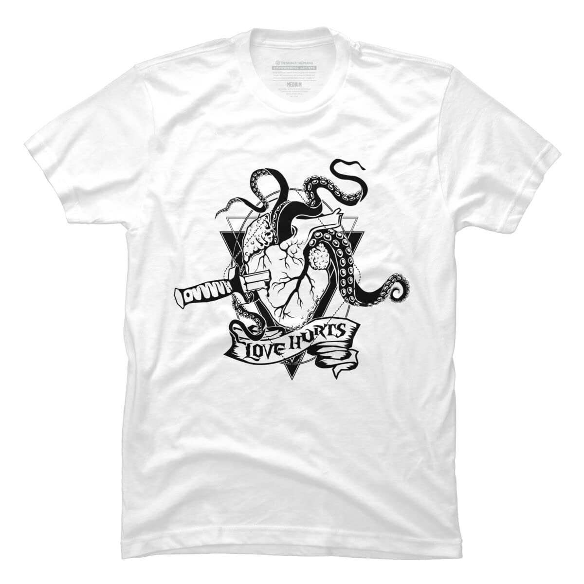 Design By Humans Men's Love Hurts The Monster Heart Graphic T-Shirt | Valentine's Day Gift for Him | Casual Wear & Couples Outfits