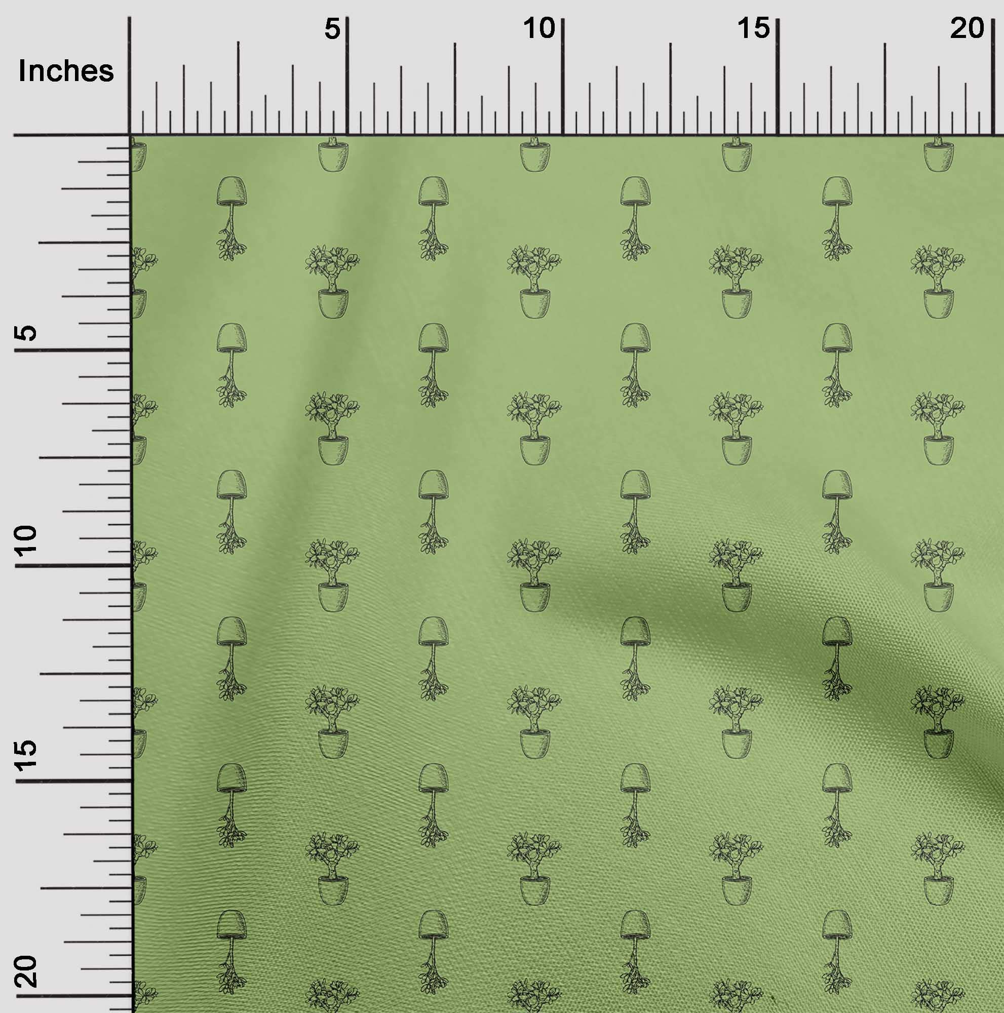 oneOone Rayon Light Green Fabric - 56 Inch Wide Printed Fabric for House Plants, Craft Projects & Home Decor | Perfect for DIY Sewing, Upholstery, and Decorative Accents