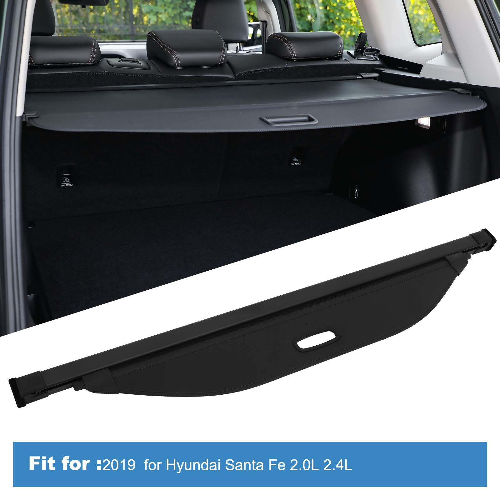 ECCPP Retractable Cargo Cover for 2019-2023 Hyundai Santa Fe 2.0L 2.4L SUV | Trunk Shade & Luggage Protector | Universal Fit 5-Seater SUV Accessory | Perfect for Road Trips, Grocery Hauling & Vehicle Security