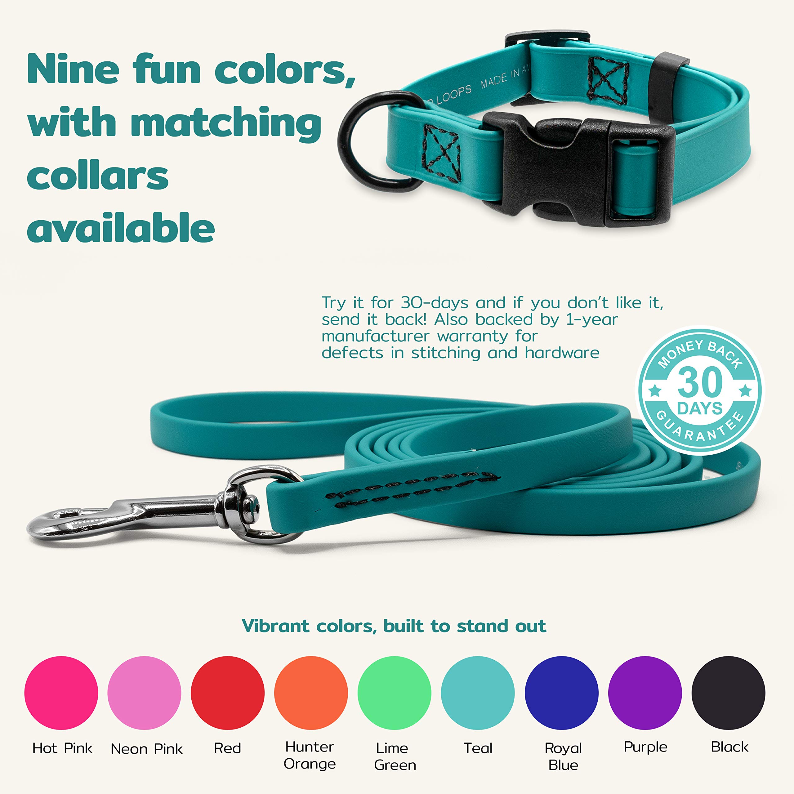 Premium Jelly Pet Leash - Waterproof, Easy to Clean & Durable Dog Leash - Stronger Than Leather (1/2