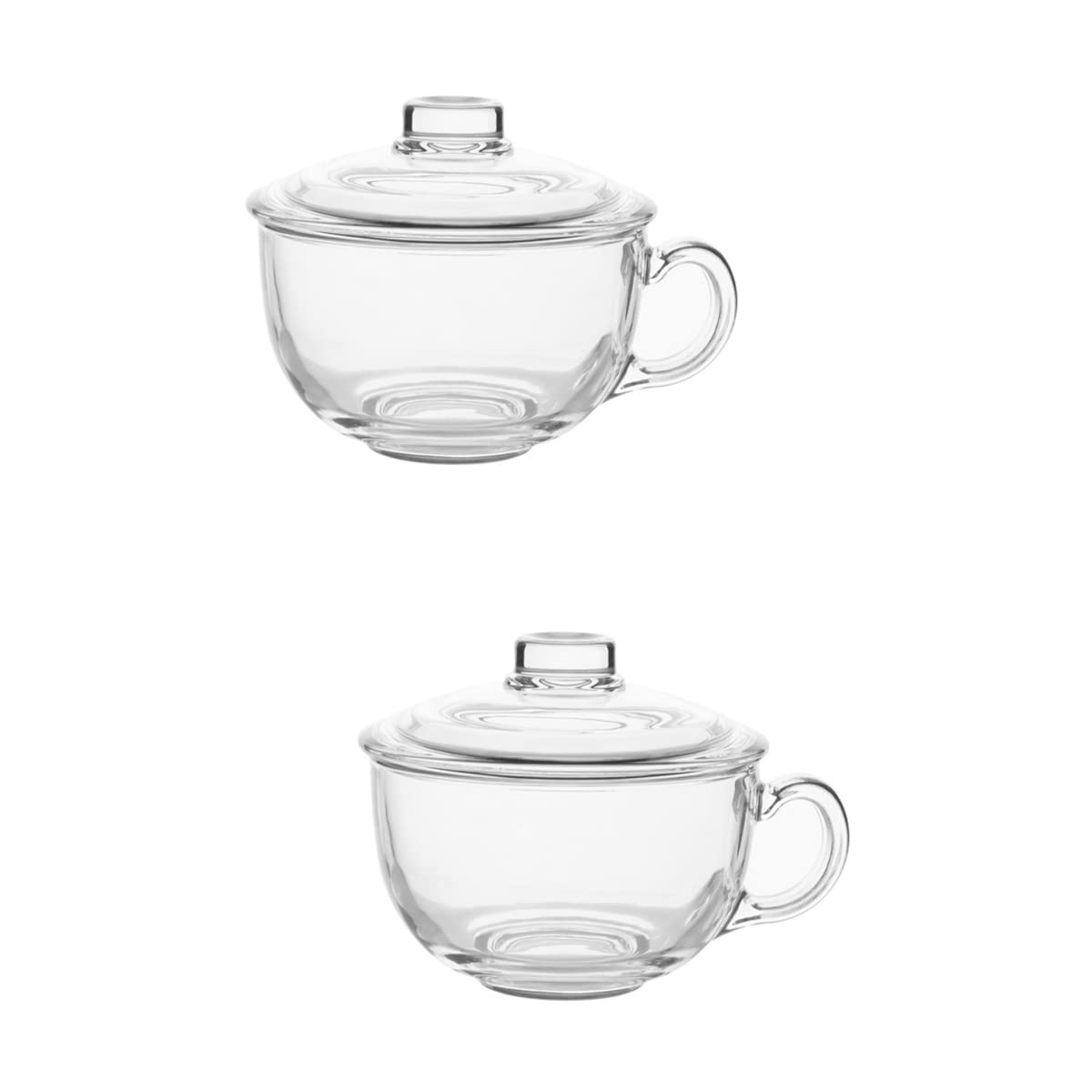 2-Pack Insulated Glass Milk Mugs with Handle & Lid - Clear Coffee Cups for Tea, Latte, Espresso & Cappuccino - Perfect for Home, Office & Cafe Use
