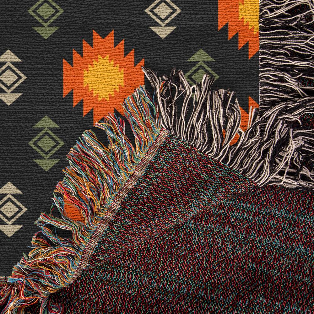Southwestern Woven Cotton Fringe Blanket - Soft & Lightweight Throw for Couch, Bed & Outdoor Use - Boho Chic Home Decor & Picnic Accessory