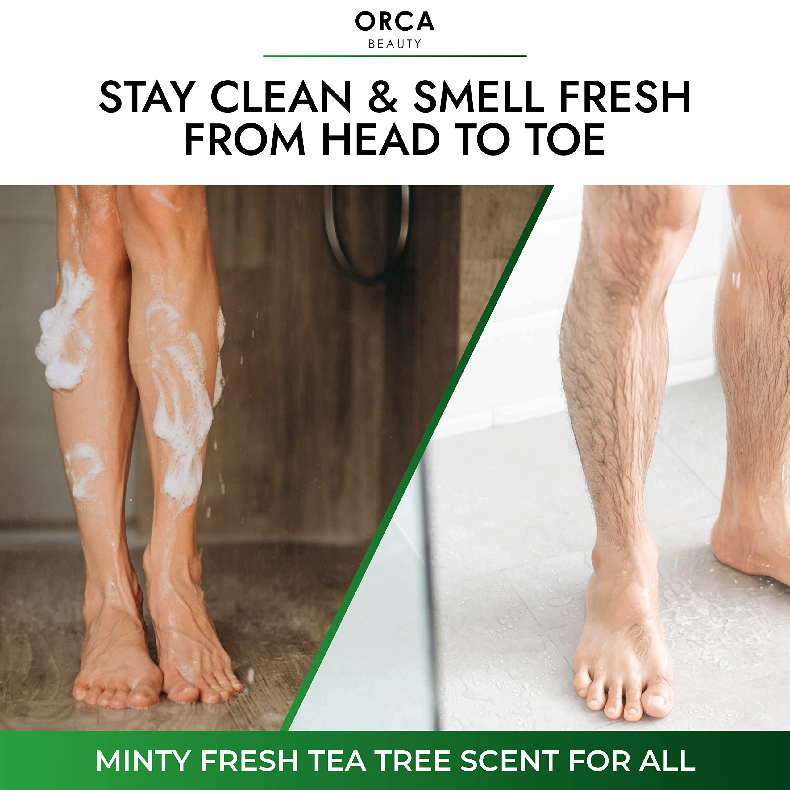 Tea Tree Oil Body Wash for Men & Women - Natural Foot & Shower Gel with Antifungal Properties, 2 Pack (12oz Each) - Refreshing Daily Cleanser for Acne, Odor & Dry Skin - Perfect for Gym, Travel & Sensitive Skin Care