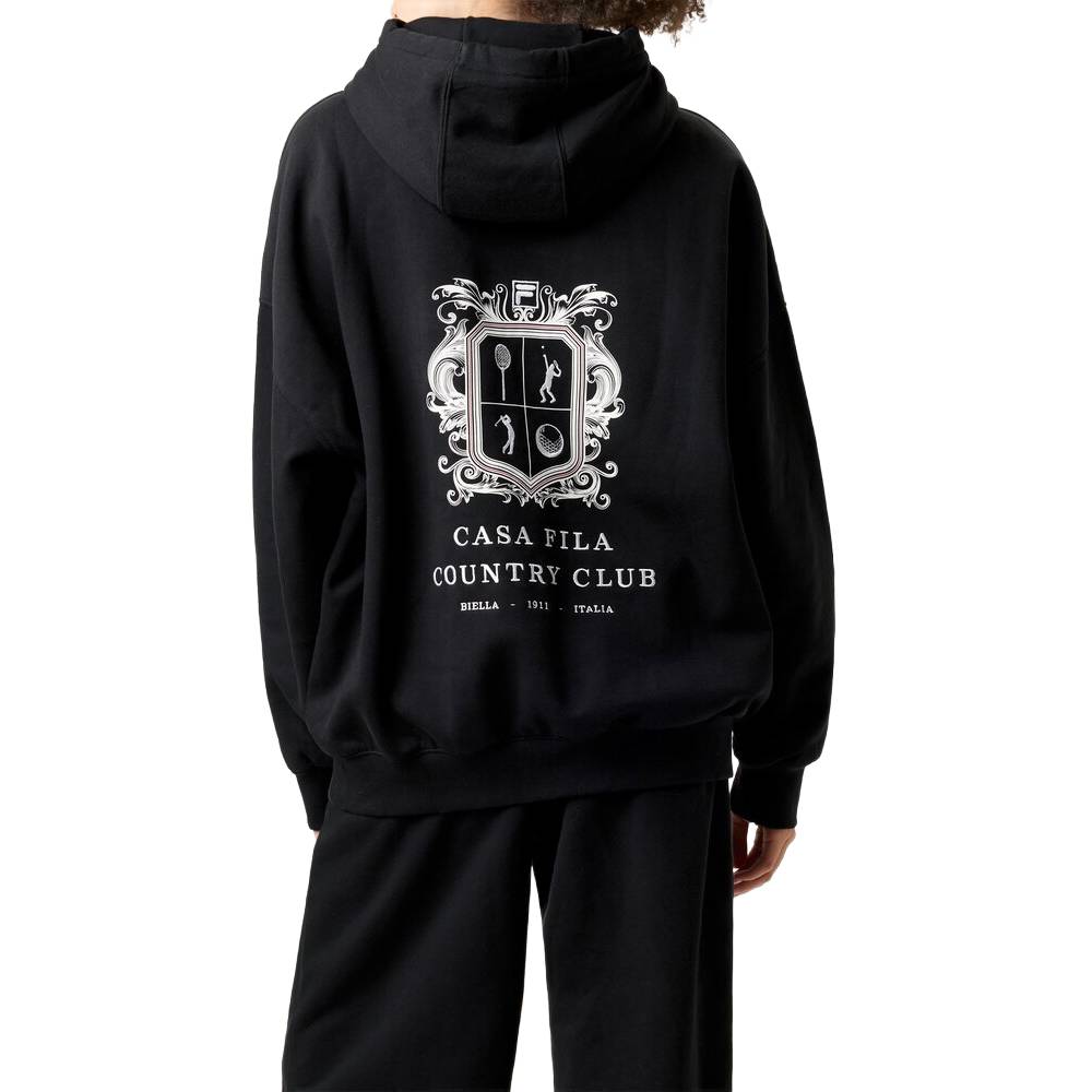 Fila Unisex Crest Country Club Hoodie - Soft Cotton Pullover Sweatshirt for Men & Women (Black) | Perfect for Golf, Casual Wear & Outdoor Activities