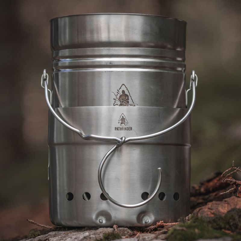 Pathfinder M40 Camping Cook Set - Lightweight Stainless Steel Pot & Pan Combo for Backpacking, Hiking & Outdoor Adventures - Perfect for Cooking Meals in the Wilderness