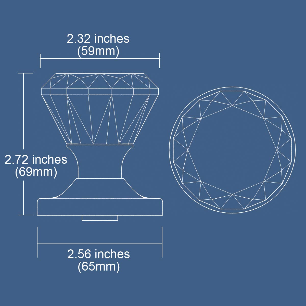 (5 Pack) Premium Diamond Round Brilliant Crystal Door Knobs - Chrome Plated Round Rosette - Perfect for Bedroom, Bathroom & Interior Doors