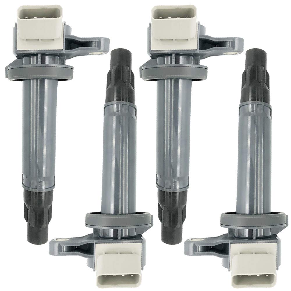 4-Pack Ignition Coil Set Compatible With Daihatsu Copen Extol Materia Sirion Terios & Toyota Passo Sette Rush bB II 1.3L 1.5L 2000+ Models - Replaces OEM 19070-B1020 19070-B1011 DG2076 ICC-1502 - Perfect for Engine Performance & Tune-Up Maintenance