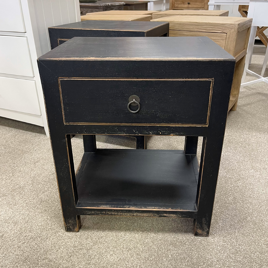 Stylish Black Oklahoma Bedside Table - Modern Nightstand with Storage for Bedroom, Living Room & Office