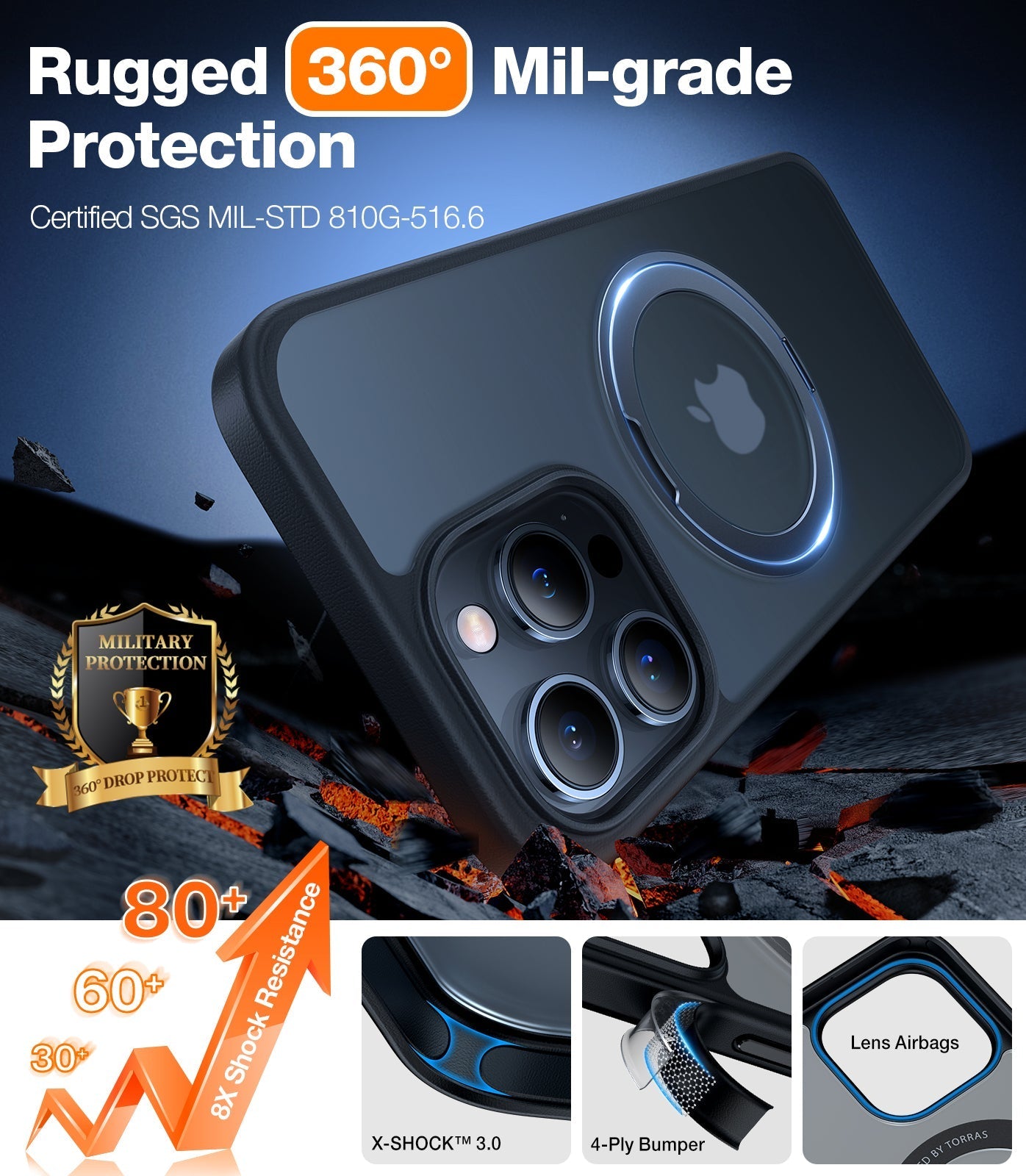 Ostand O1 Guardian iPhone 14 Pro Max Case - Shockproof Protective Cover with Military-Grade Drop Protection | Perfect for Outdoor Activities, Travel & Daily Use