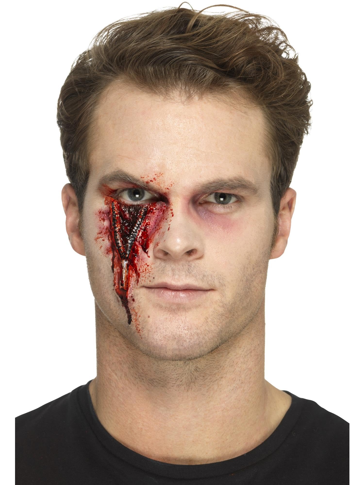 Smiffys Latex Zip Scar Wound - Realistic Red Fake Wound with Adhesive for Halloween Makeup, Zombie Costumes & Special FX | Perfect for Cosplay, Horror Parties & Theatrical Effects