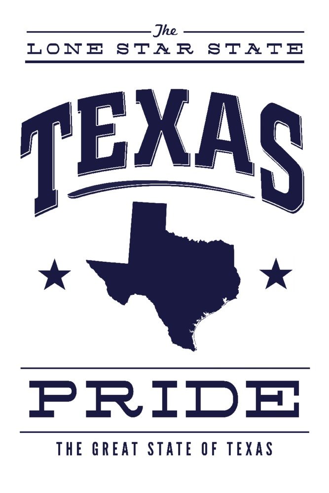 Texas State Pride Blue on White 16x24 Gallery Quality Metal Art - Aluminum Wall Decor for Home, Office & Outdoor Spaces