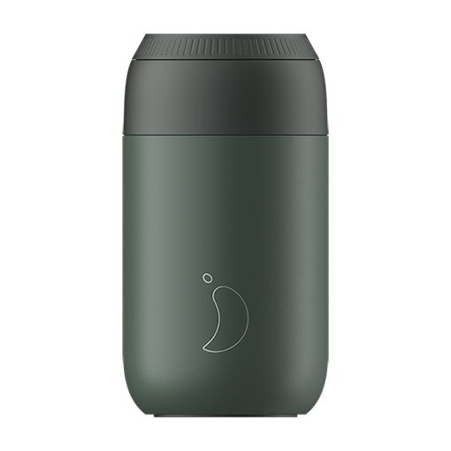 Chilly's Series 2 Reusable Coffee Cup 340ml | Insulated Stainless Steel Travel Mug | Pine Green | Perfect for Office, Commuting & Outdoor Activities