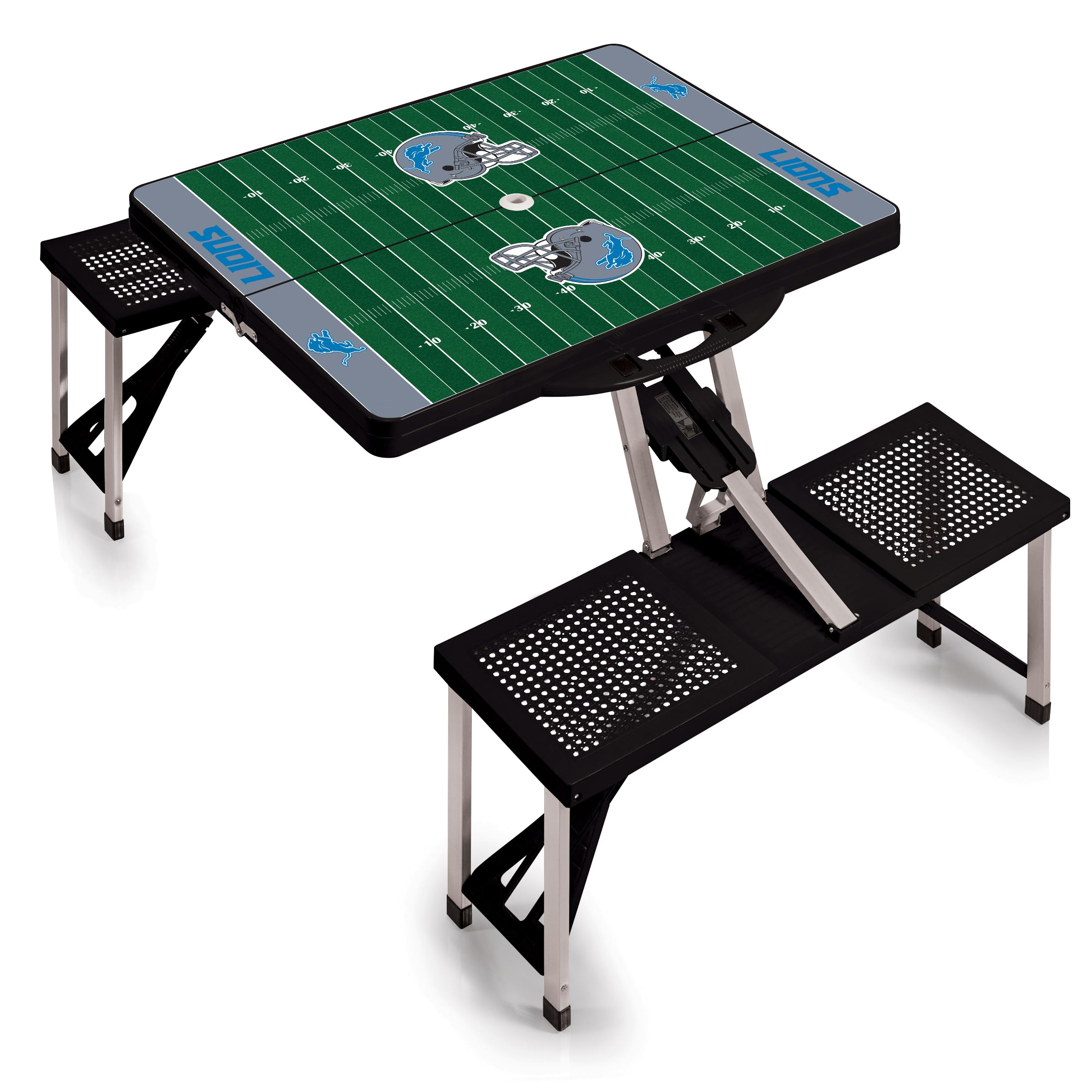PICNIC TIME NFL Portable Folding Picnic Table with Seats & Umbrella - Perfect for Tailgating, Camping, Beach & Outdoor Parties