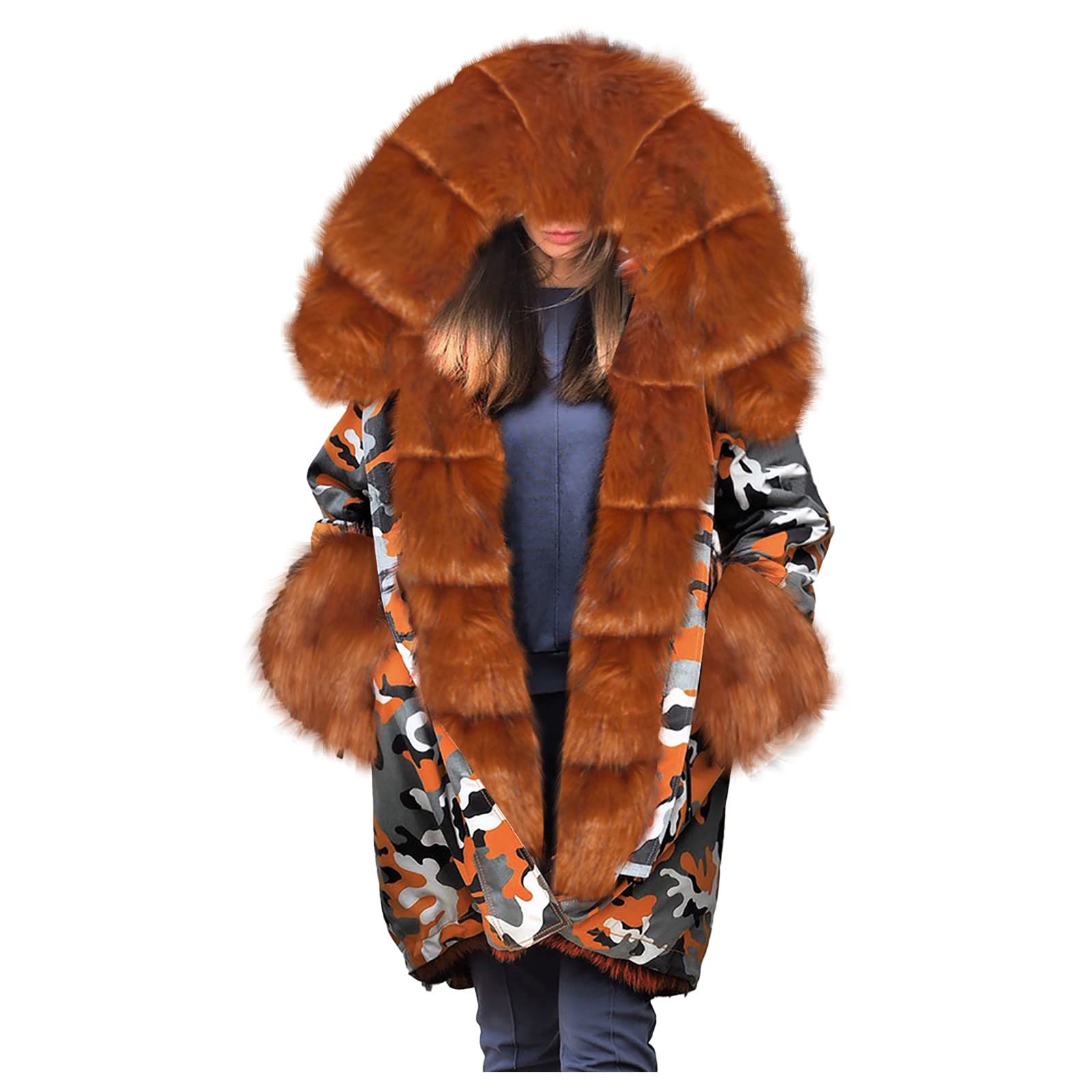 Maryia Women's Thick Winter Warm Padded Long Coat - Faux Fur Hooded Parka Jacket for Cold Weather, Oversized Down Overcoat for Outdoor Activities, Snow, Travel & Daily Wear