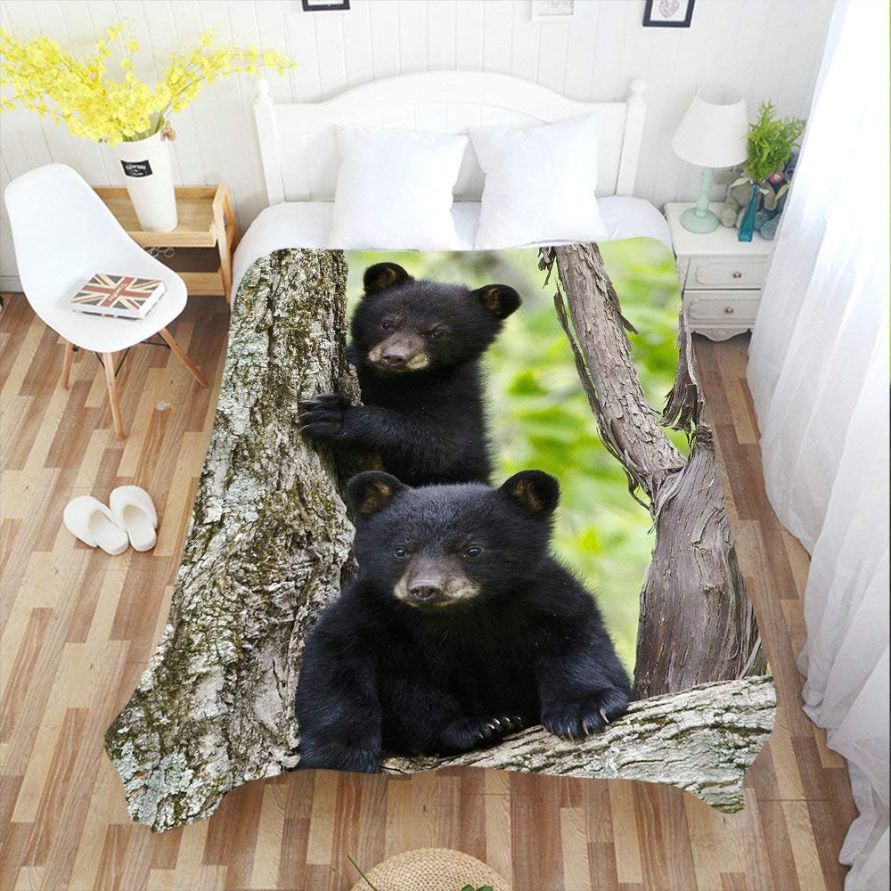 Soft Cozy Throw Blanket - Black Bear Family Forest Design - Fuzzy Plush Couch & Bed Blanket for Adults & Kids - 30x40 Inches Polyester - Perfect for Home, Travel, Camping & Gift Giving