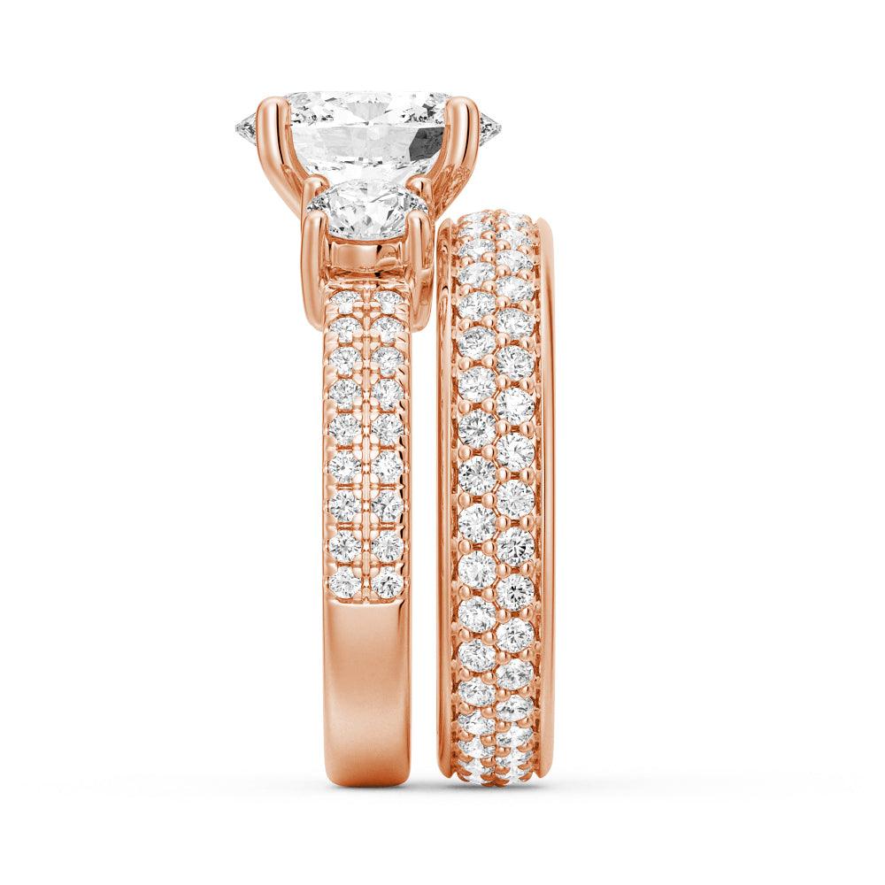 Exquisite Double Row Pave Three Stone Oval Cut Moissanite Engagement Ring for Women | Vintage Inspired Wedding Band | Perfect for Proposals, Anniversaries & Special Occasions