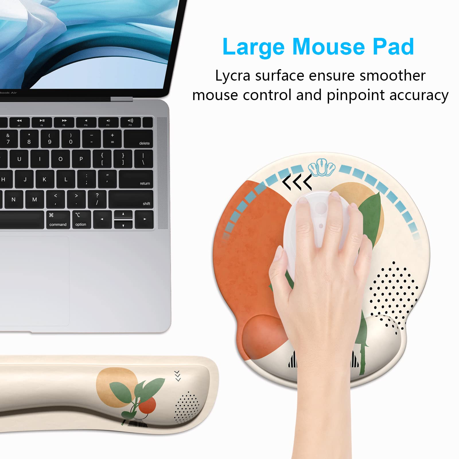Ergonomic Memory Foam Keyboard Wrist Rest & Mouse Pad Set with Non-Slip Base - Pain Relief for Typing, Gaming & Office Work - Dapesuom Comfortable Desktop Support for PC, Mac & Laptop Users