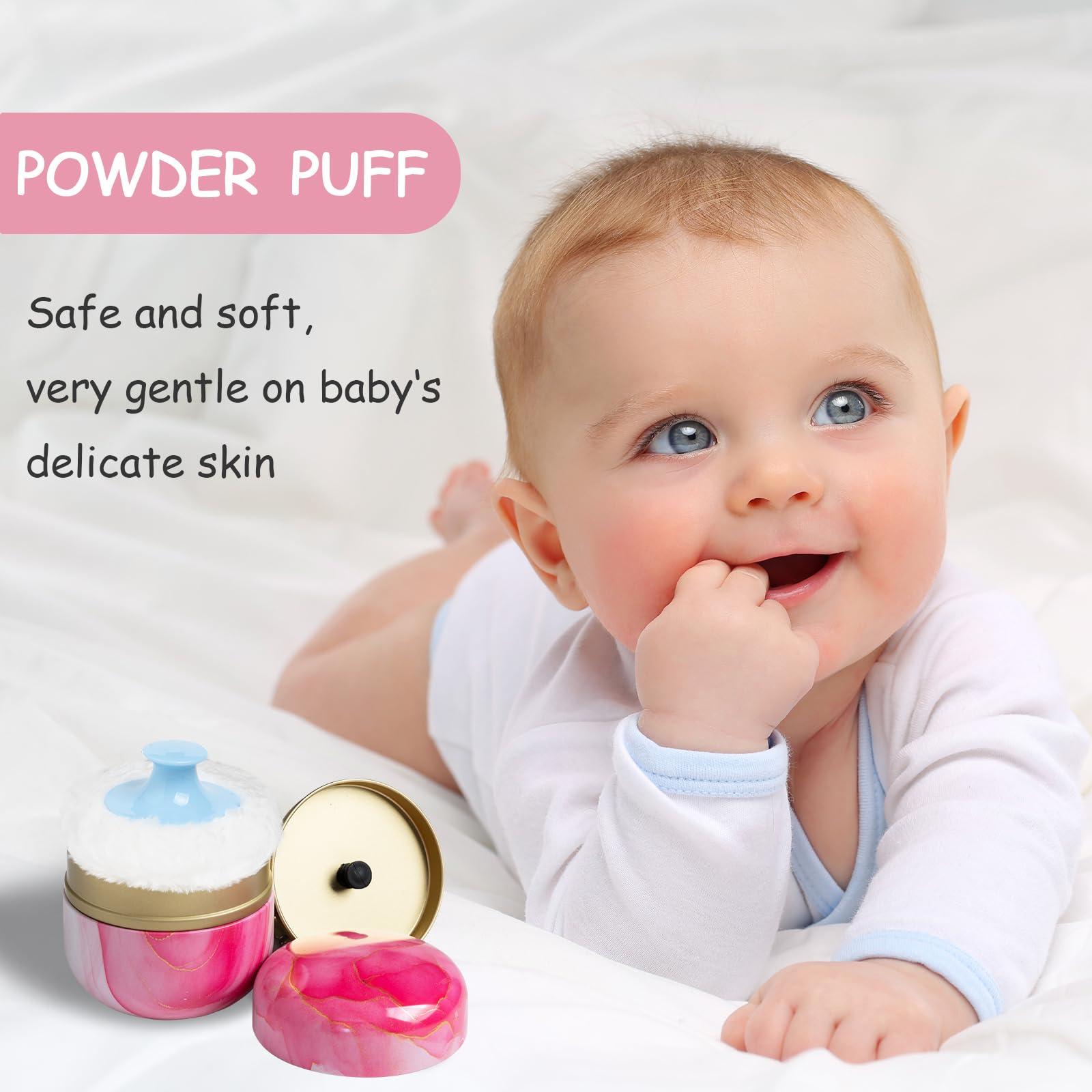 Premium Powder Puff & Loose Powder Container Set for Women & Baby - Travel-Friendly Body Dusting Powder Case with Soft Puff (Glacier Pink) | Perfect for Makeup Touch-Ups, Baby Care & On-the-Go Use
