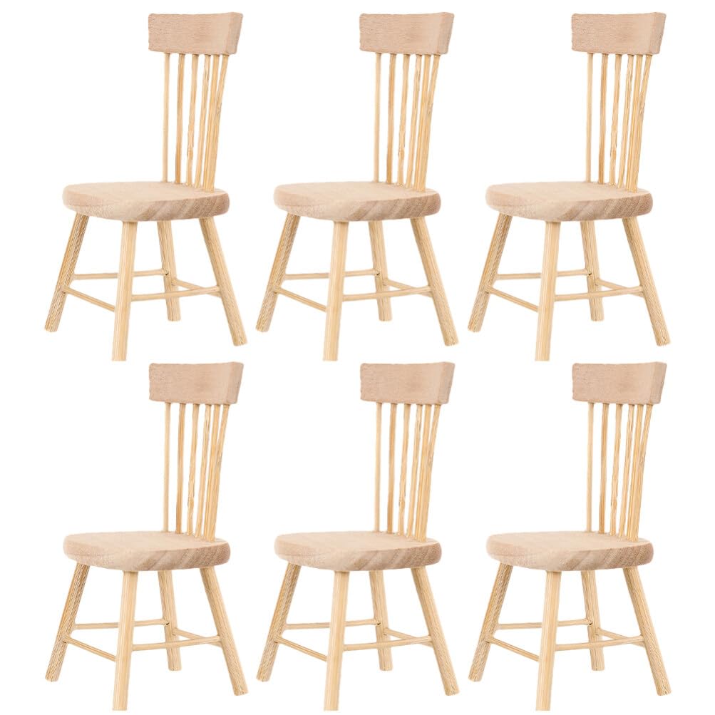 Yardwe 24-Piece Miniature Wooden Dollhouse Chair Set - 1:12 Scale Doll Furniture for Dollhouse Decor, DIY Crafts & Miniature Scenes | Perfect for Dollhouse Accessories, Tea Party Displays & Collectors