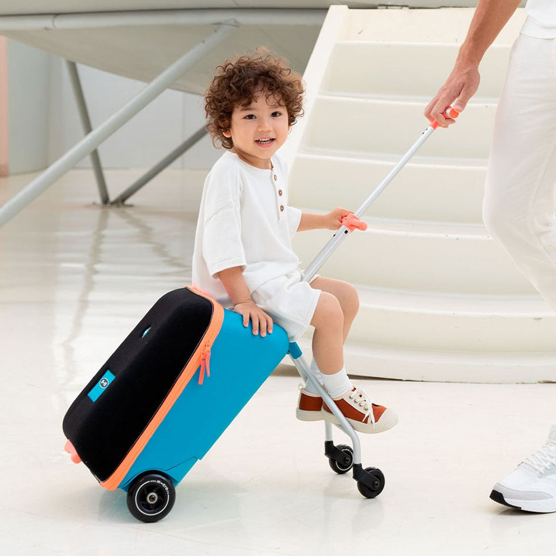 Micro Ride On Luggage for Kids - Lightweight Carry-On Suitcase with Wheels, Ocean Blue - Perfect for Air Travel, Family Vacations & School Trips