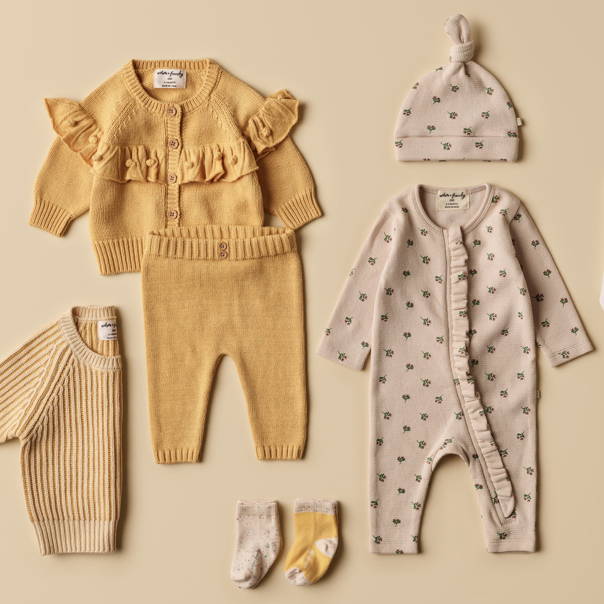 Emily Floral Organic Cotton Waffle Ruffle Zipsuit Baby Romper - Soft & Breathable for Newborns, Infants & Toddlers - Perfect for Playdates, Daycare & Family Outings