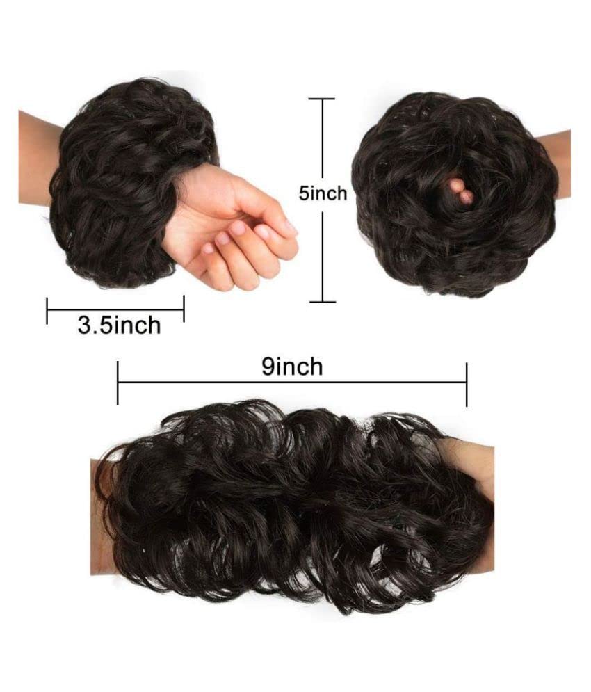 Messy Synthetic Chignon Hairpiece - Easy Bun Hair Extensions for Women | Updos, Ponytail & Scrunchies | Brown (Pack of 2) | Perfect for Weddings, Parties & Everyday Styling