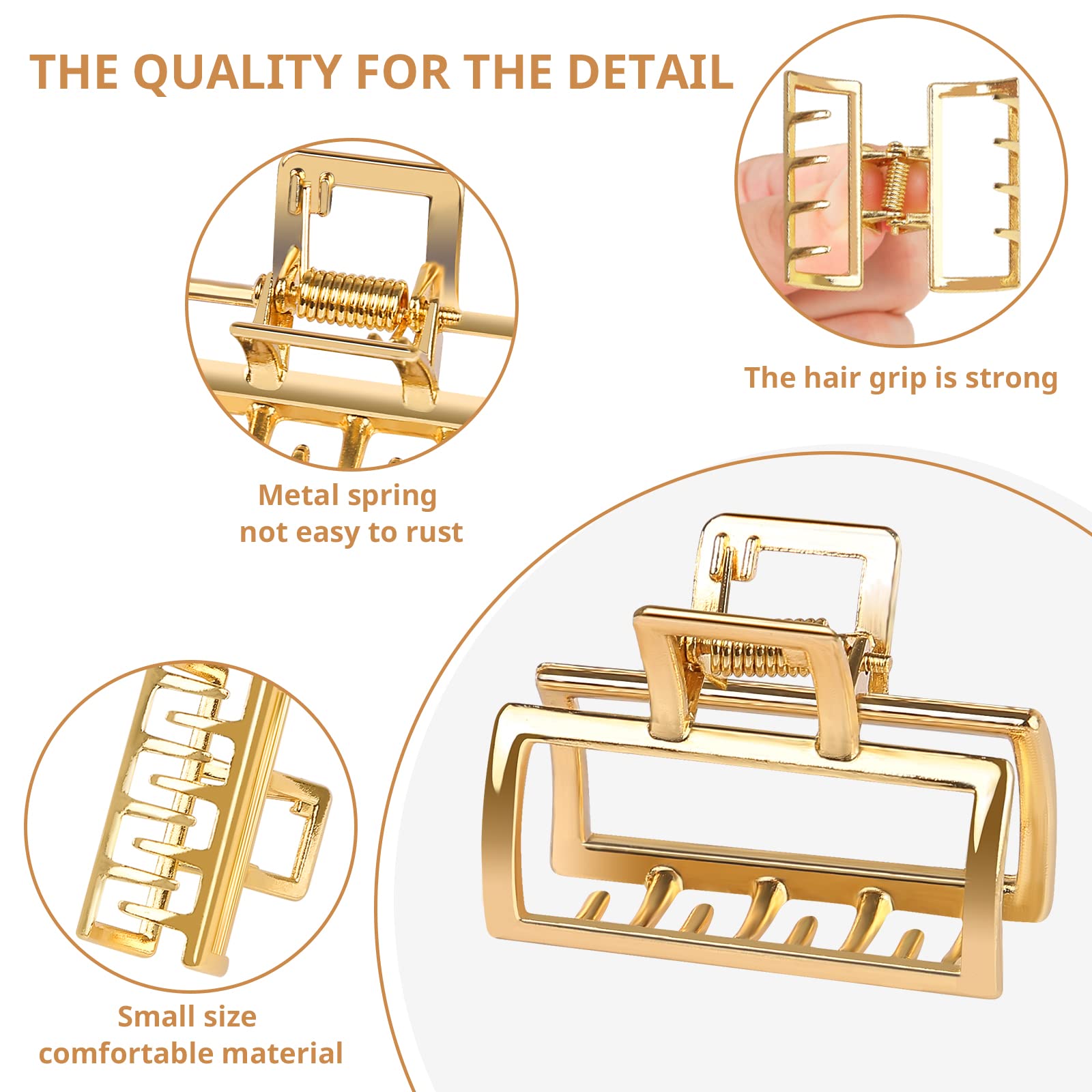 10PCS Gold Hair Clips for Women - Small Gold Claw Clips for Women & Girls - Mini Metal Hair Accessories - Perfect for Parties, Weddings & Everyday Styling