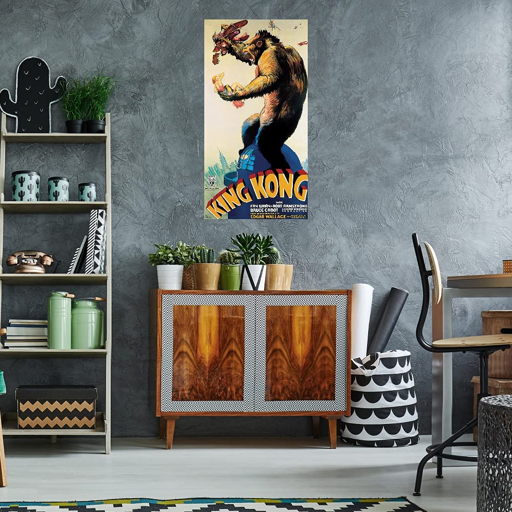 King Kong Fine Art Canvas Wall Decor - 21x40 Inches Modern Profile Painting for Living Room, Bedroom, Office - Ready to Hang - Home & Commercial Spaces