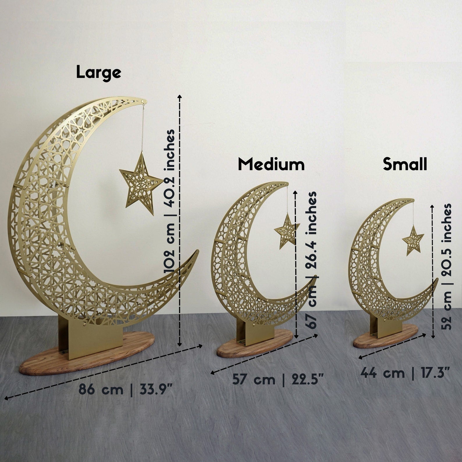 Ramadan Crescent & Star Metal Wall Decor - Islamic Home Decoration for Eid, Mosque & Festival Celebrations