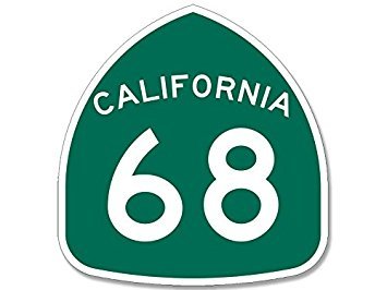 California Route 68 Sign Shaped Magnet - 4x4 Inch Decorative Fridge Magnet for Salinas & Monterey CA - Perfect for Road Trip Souvenirs & Travel Memorabilia