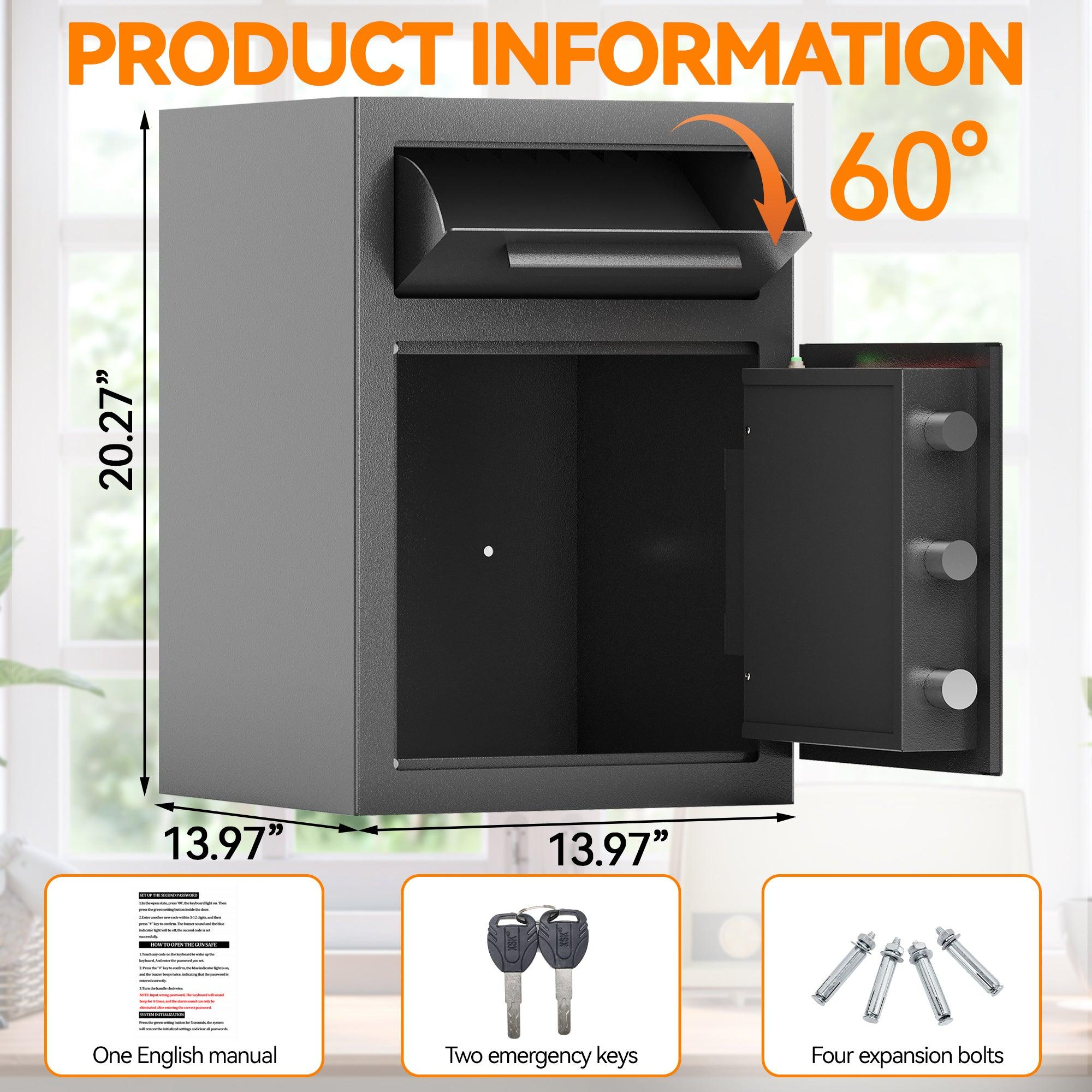 Carbon Steel Digital Depository Safe with Electronic Code Lock & Deposit Slot - Secure Cash Box for Home, Hotel, Restaurant & Office - Ideal for Retail Stores, Small Businesses and Night Drop Security