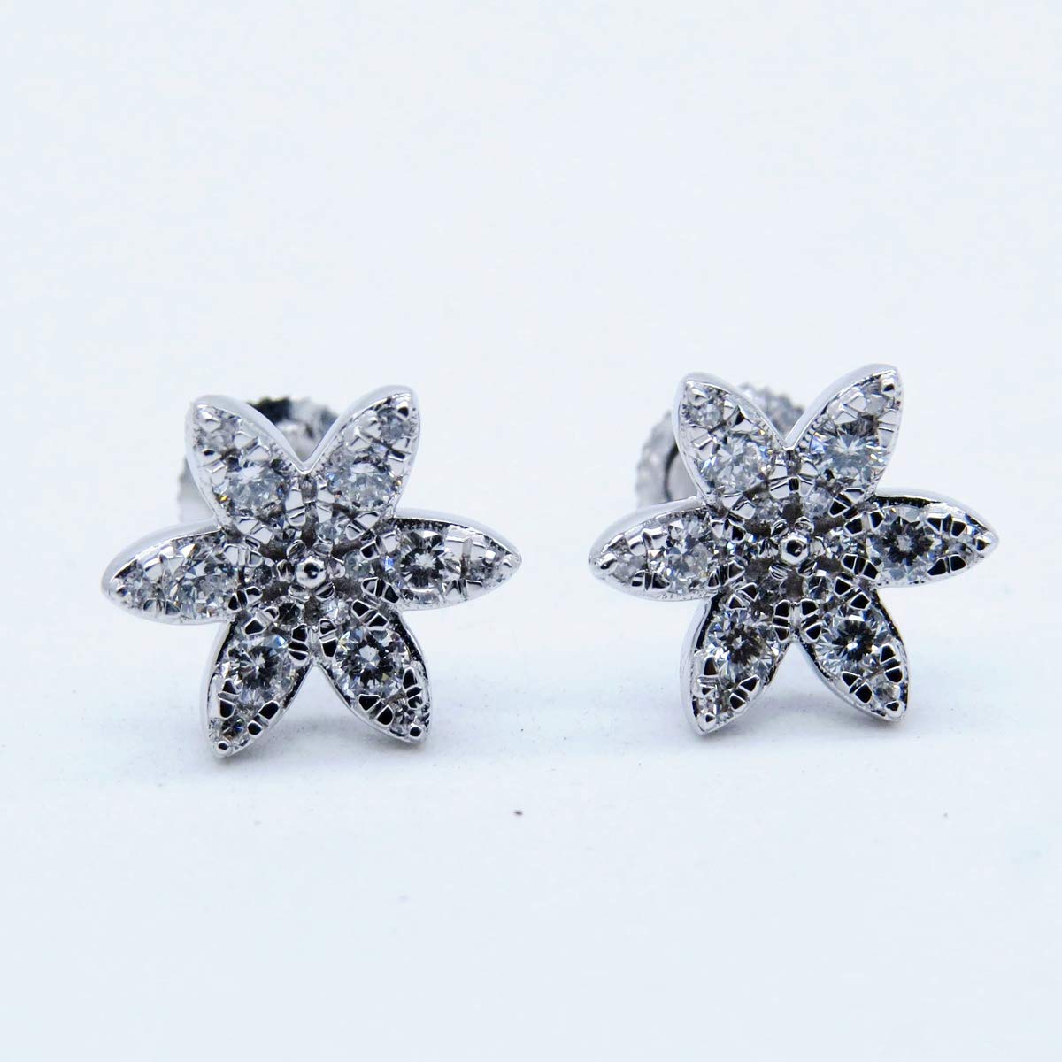 Dazzlingrock Collection 14K Solid White Gold Round Gemstone Flower Stud Earrings for Women - Perfect for Weddings, Parties & Everyday Elegance