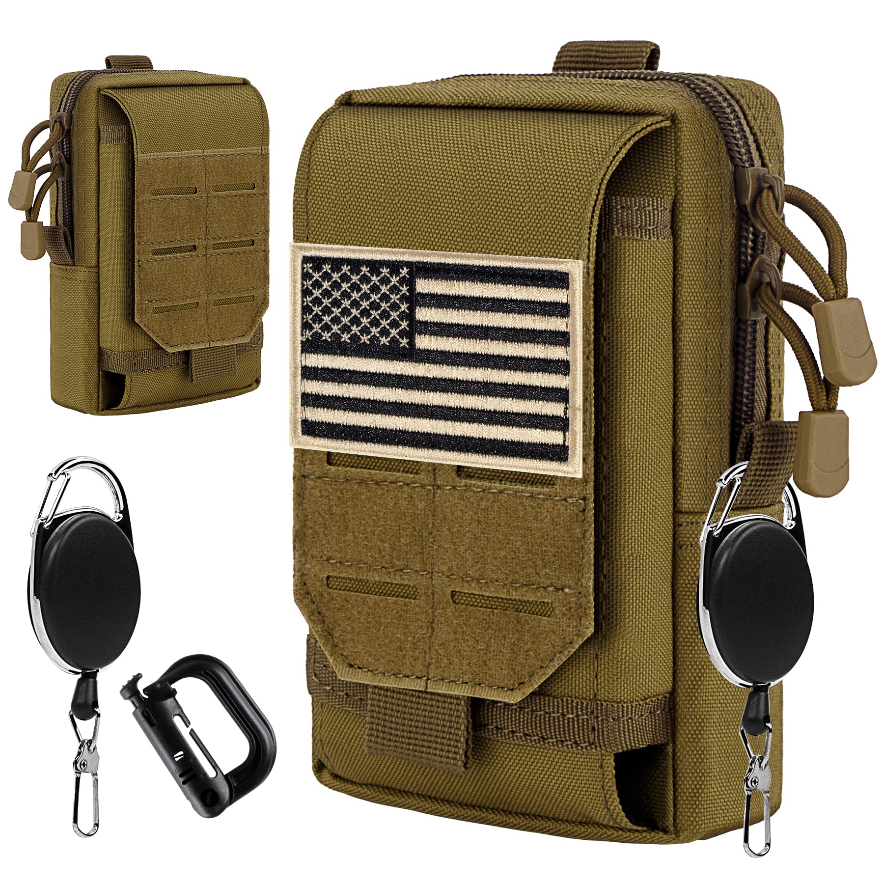 IronSeals Tactical MOLLE Pouch Waist Bag - Universal Phone Holster for iPhone 16 Pro Max/16 Pro/15 Pro Max/14 Pro Max/13 Pro Max/12/11 Pro - Durable Outdoor EDC Gear for Hiking, Camping & Military Use
