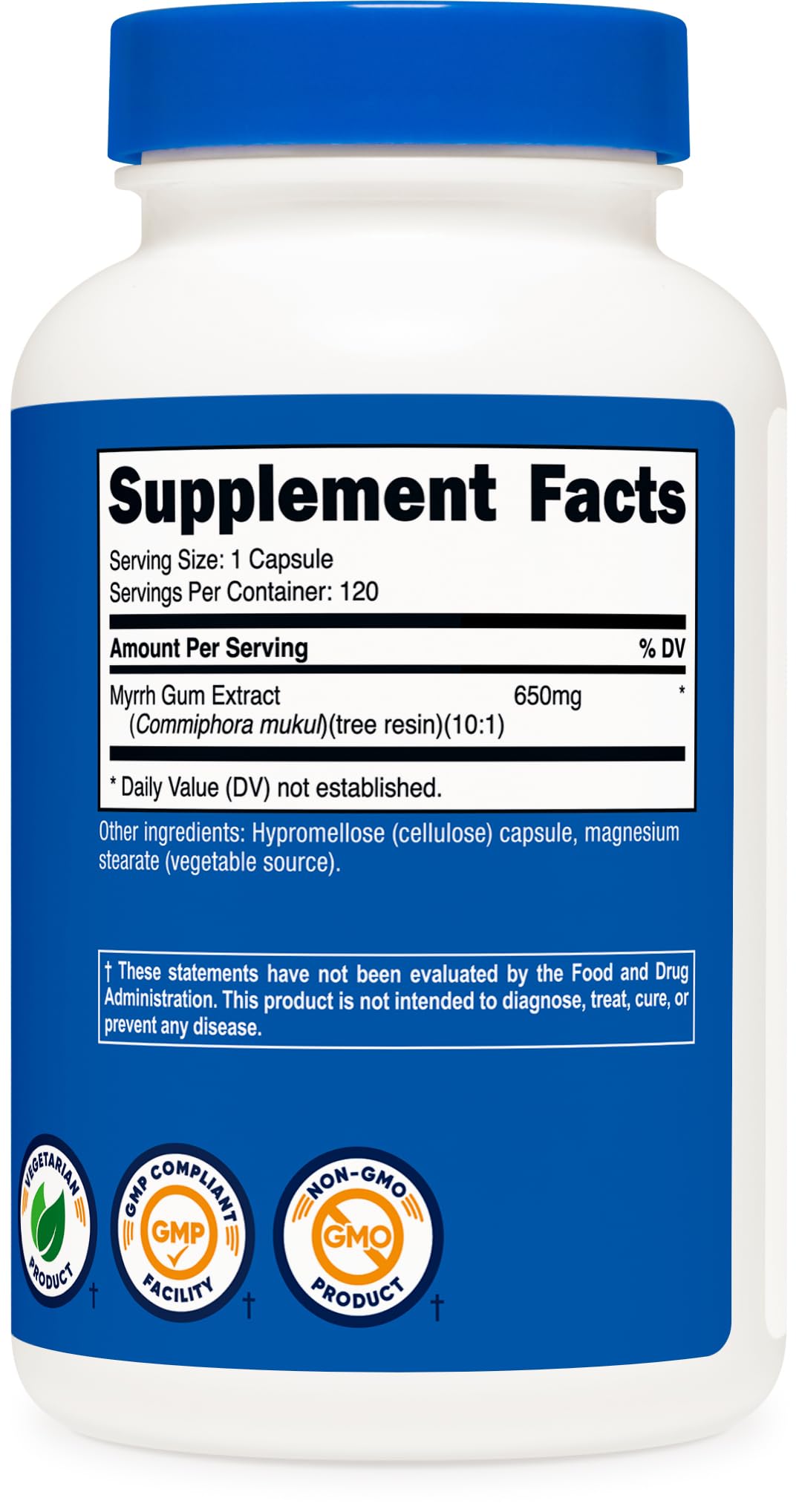 Nutricost Myrrh Extract 650mg Capsules (120 Count) - Gluten Free, Vegetarian, Non-GMO Supplement for Digestive Support & Immune Health