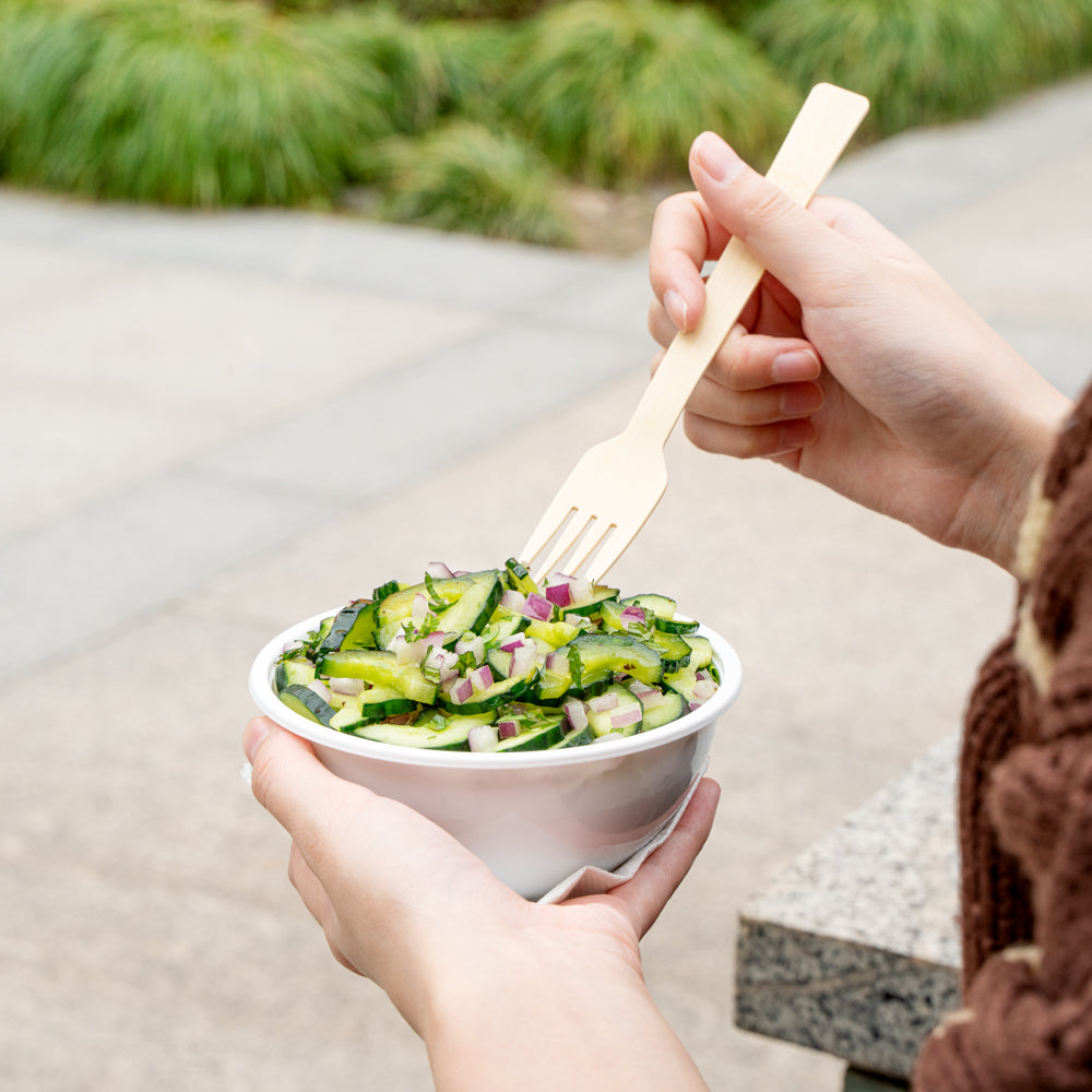 7 oz Round White Plastic Salad Bowls - 5