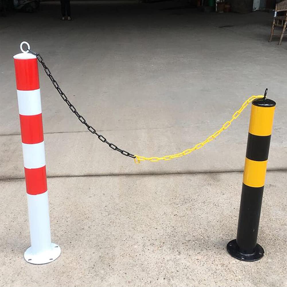 Parking Posts & Safety Bollards - Heavy Duty Yellow Powder Coated Steel Barrier for Traffic Control & Parking Lot Safety | Durable Metal Sign Posts for Driveways, Warehouses & Construction Sites