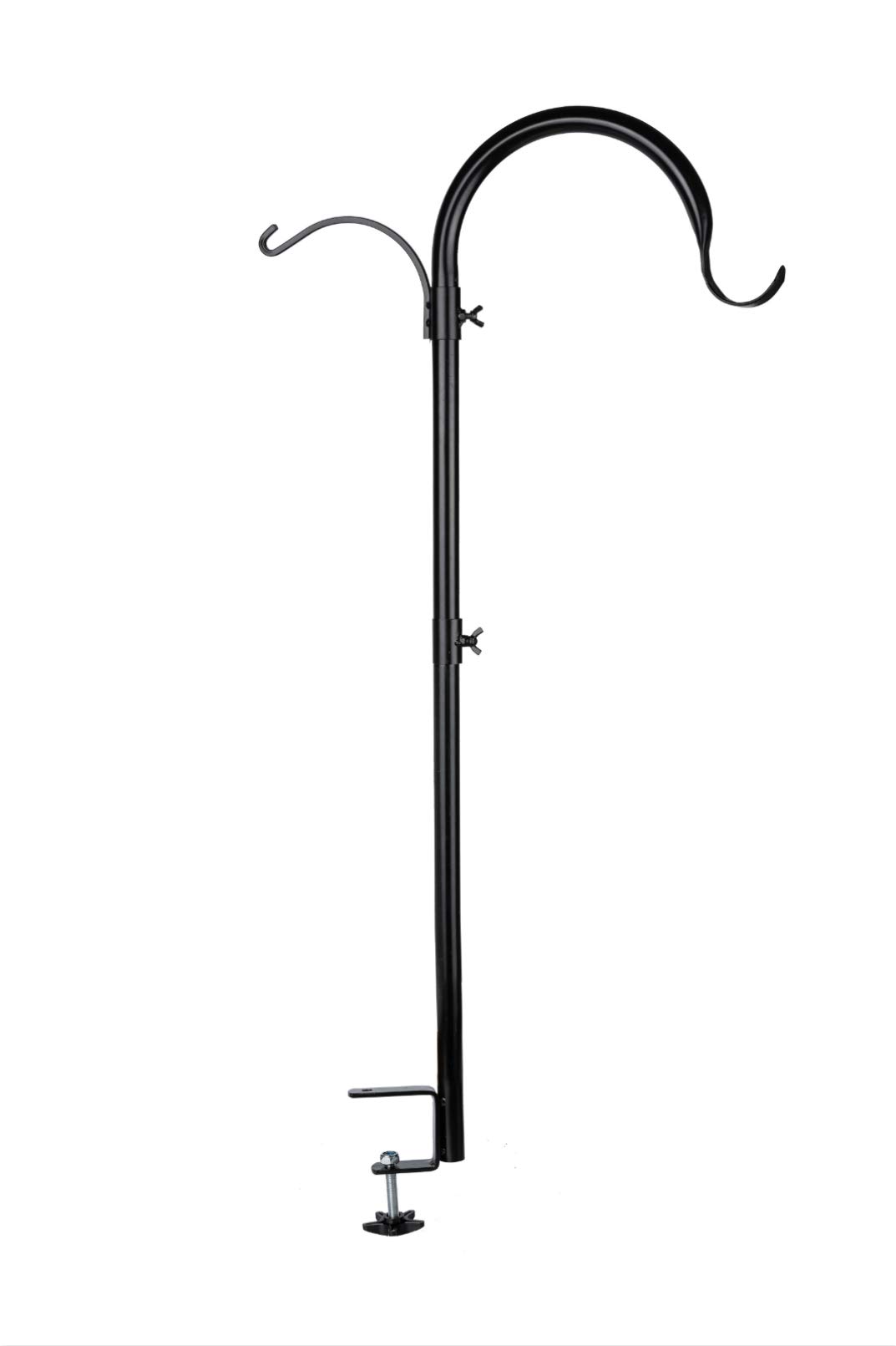 WOSIBO 37-Inch Three Span Deck Hook - Heavy Duty Multi-Hook Hanging Pole for Bird Feeders, Plant Hangers, Lanterns & Wind Chimes | Perfect for Porch, Patio & Garden Decor (3 Branches, Rust-Resistant)