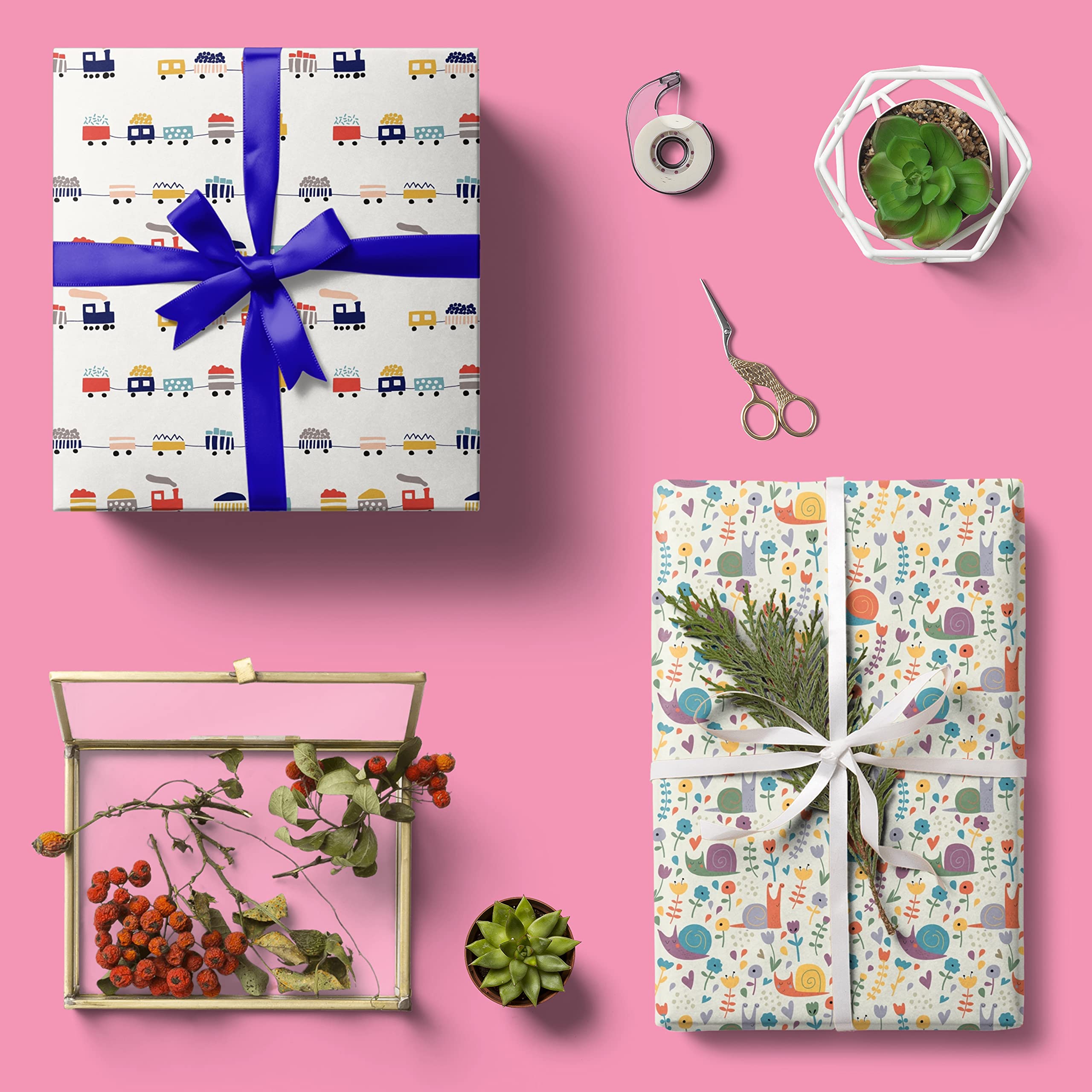 Premium Kids Gift Wrapping Paper Set - 12 Sheets (17x24 Inches, 100 GSM Silk) - 6 Unique Designs (2 Sheets Each) - Perfect for Birthday, Christmas & Party Presents - Inkprint.in Multi-Purpose Wrapping Sheets #6008