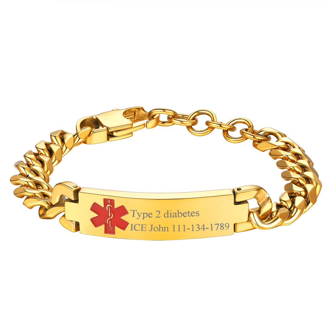 Custom ID Bracelets for Men & Women - Adjustable Silicone Rubber Emergency Alert Bracelet with Stainless Steel Plate - Perfect for Medical Alerts, Outdoor Activities, and Travel Safety