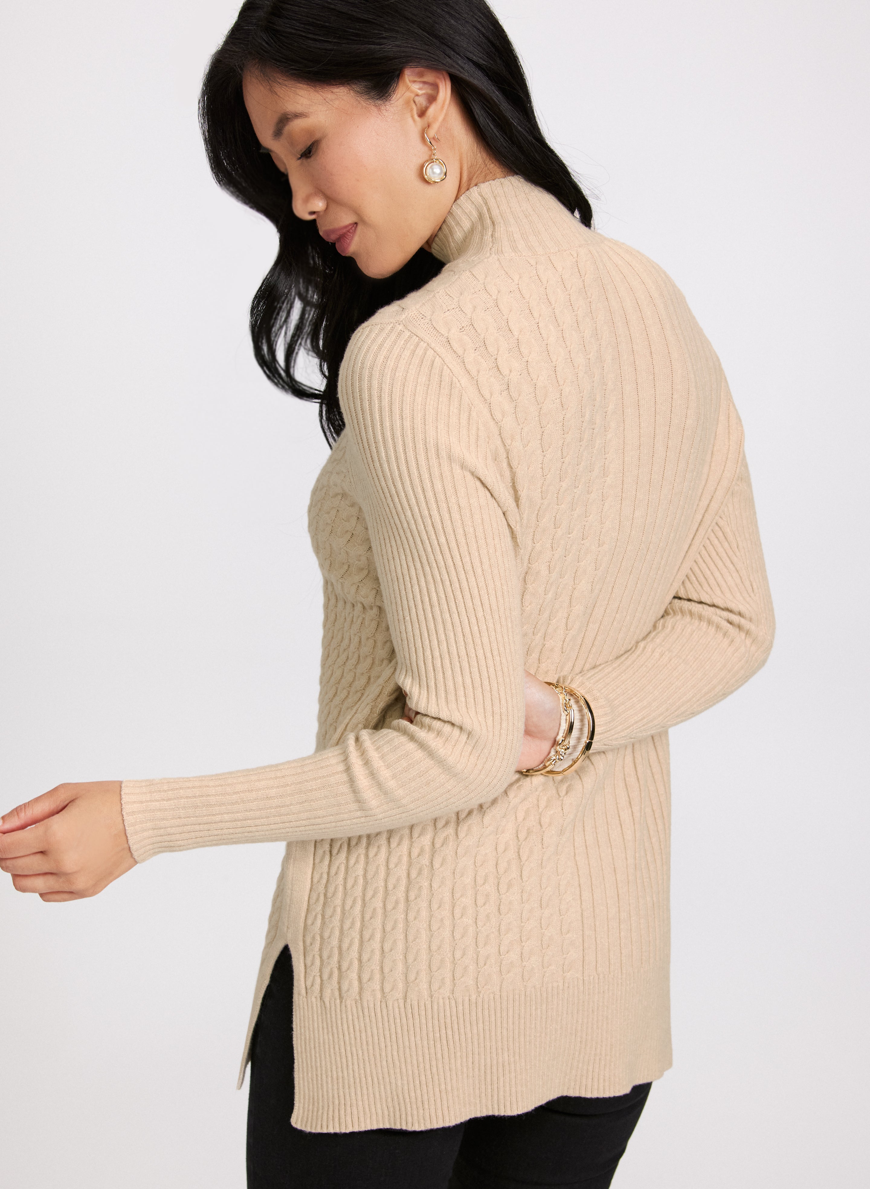 Cozy Cable & Rib Knit Sweater for Women - Soft Winter Pullover with Classic Design | Perfect for Casual Outfits, Office Wear & Holiday Gatherings