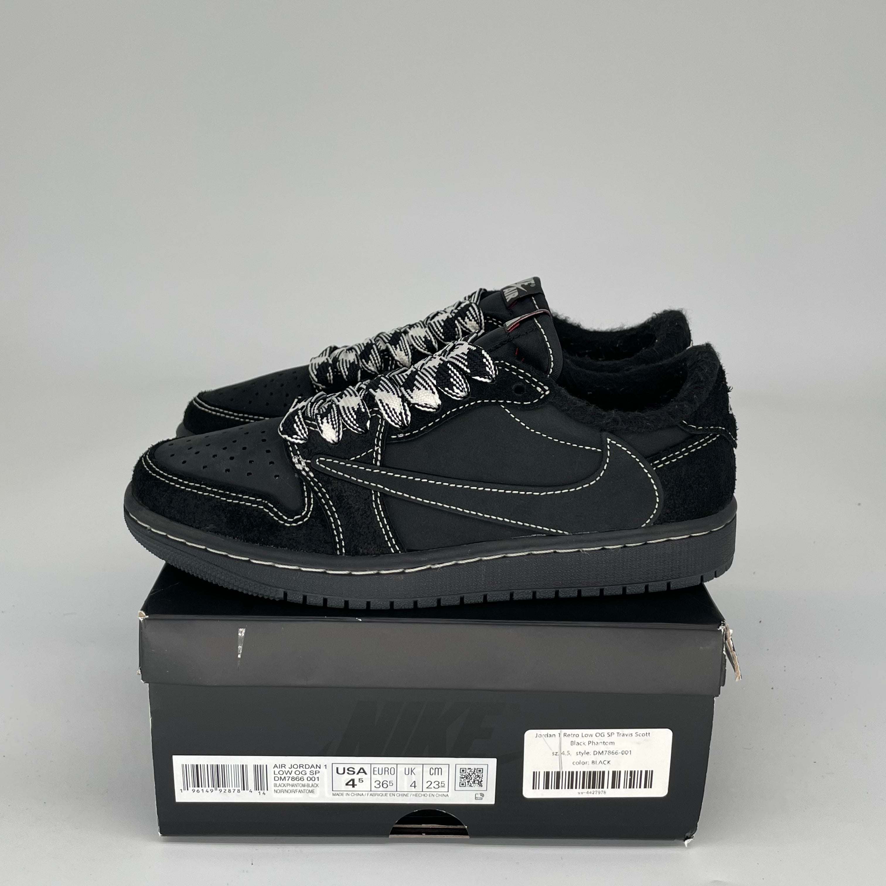 Air Jordan 1 Low Travis Scott Phantom Sneakers - Size 4.5 (DM7866-001) | Limited Edition Men's Basketball Shoes for Streetwear & Casual Outfits