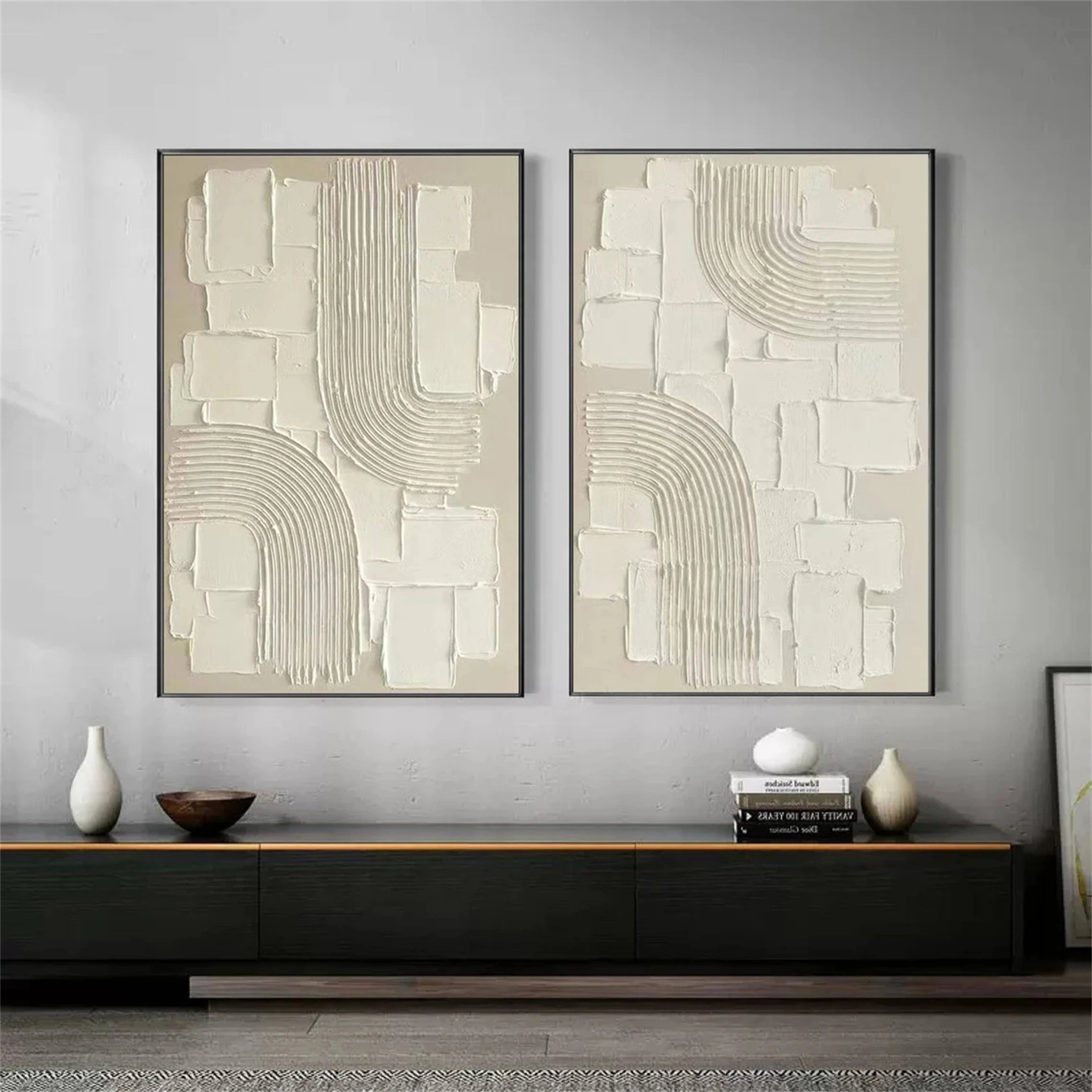 Abstract Tranquility Wall Art Set of 2 - Modern Minimalist Canvas Paintings for Living Room, Bedroom & Office Decor - #WS115